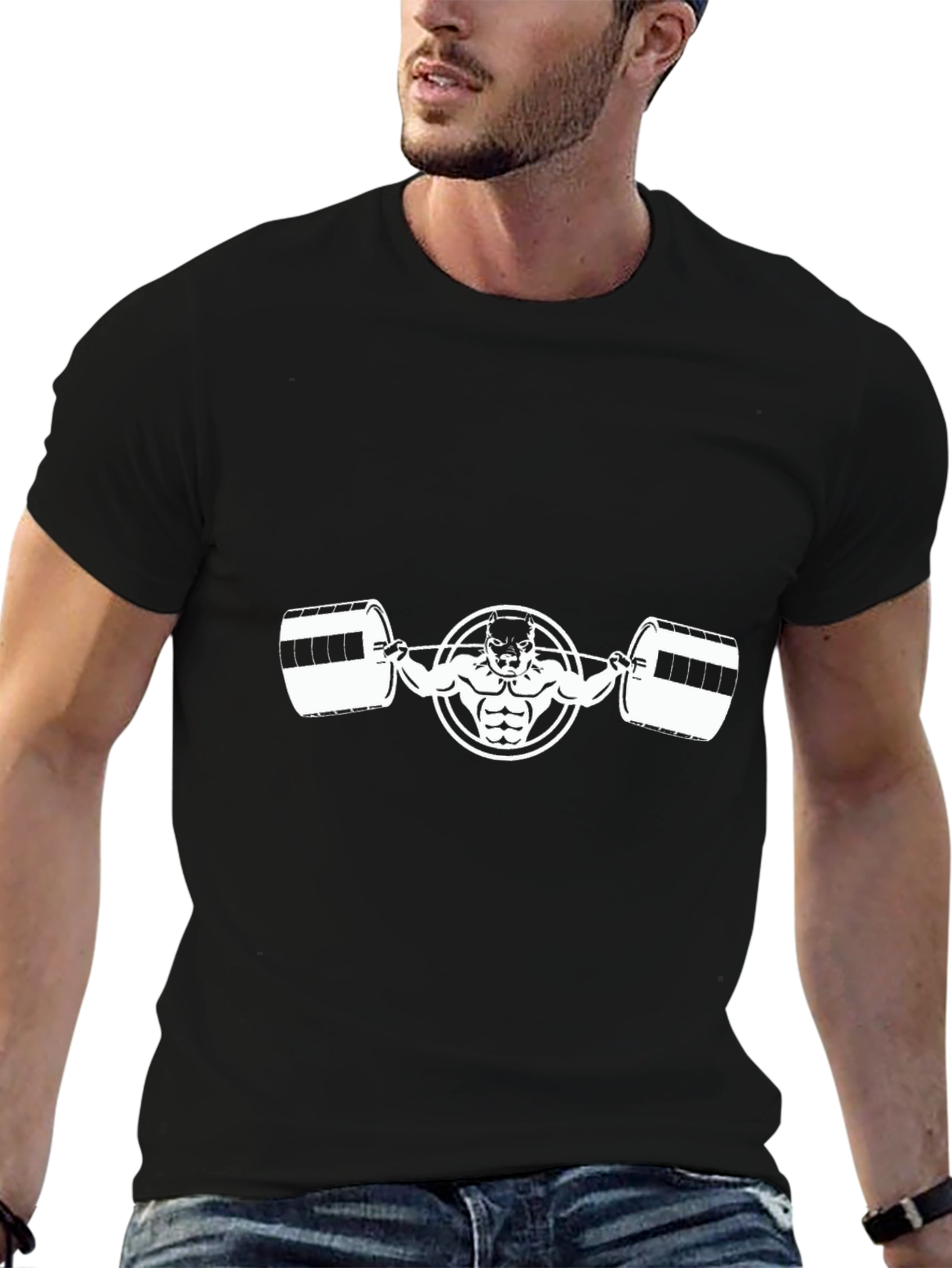 Weightlifting Bulldog Graphic Tee - Black