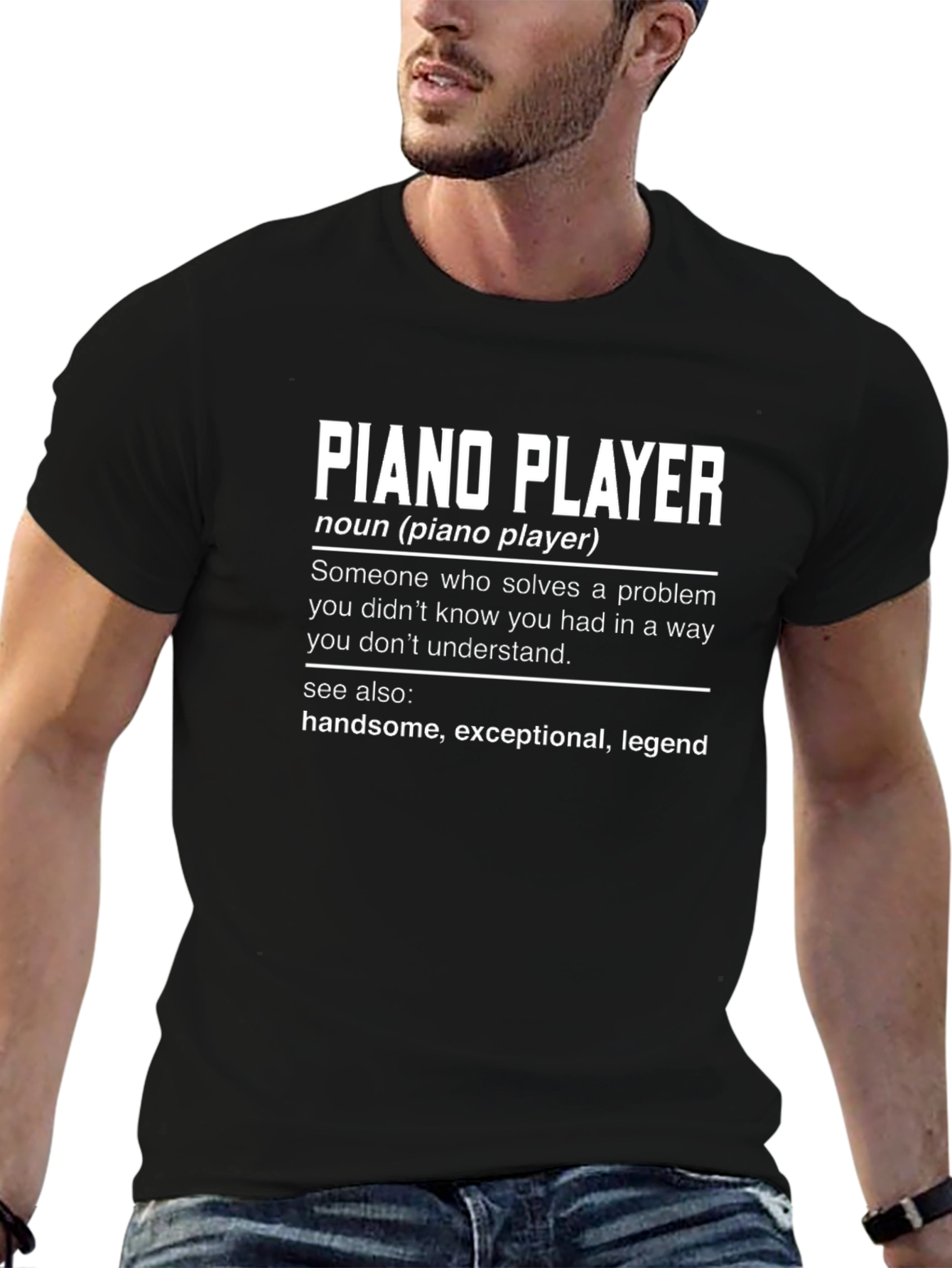 Funny Piano Player Definition Black T-Shirt