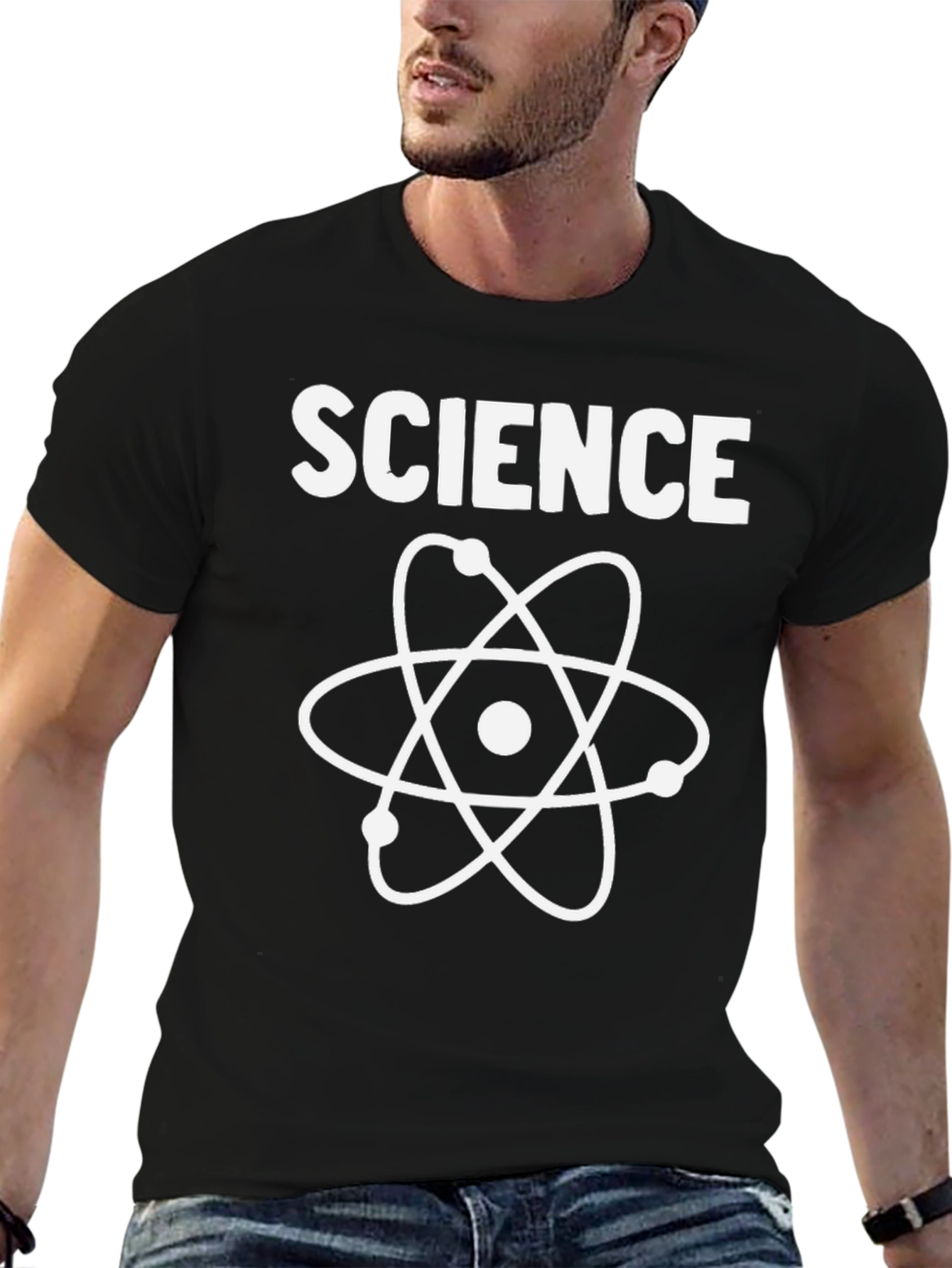 Science Atom Black Graphic Tee