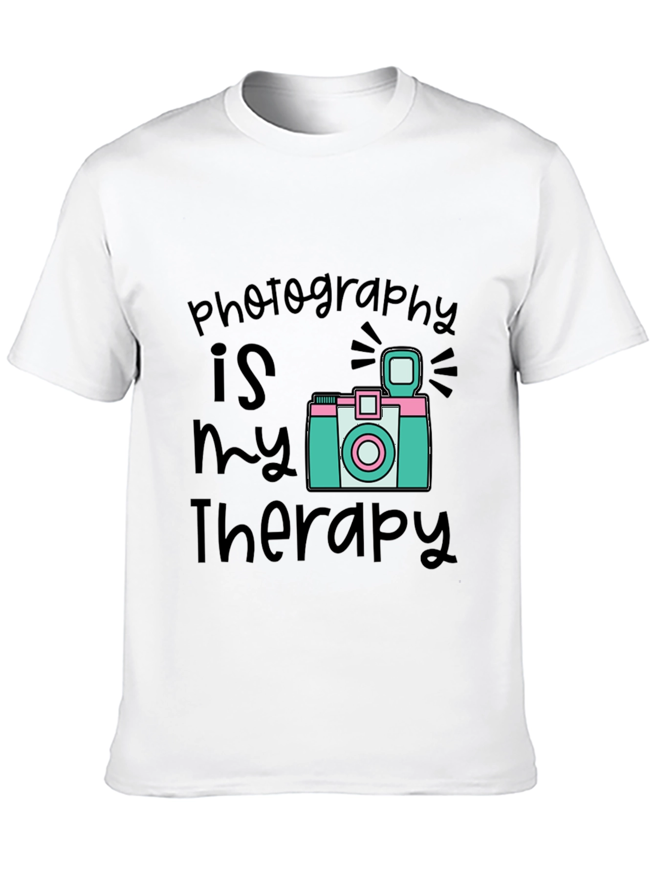 Photography is My Therapy Black T-Shirt