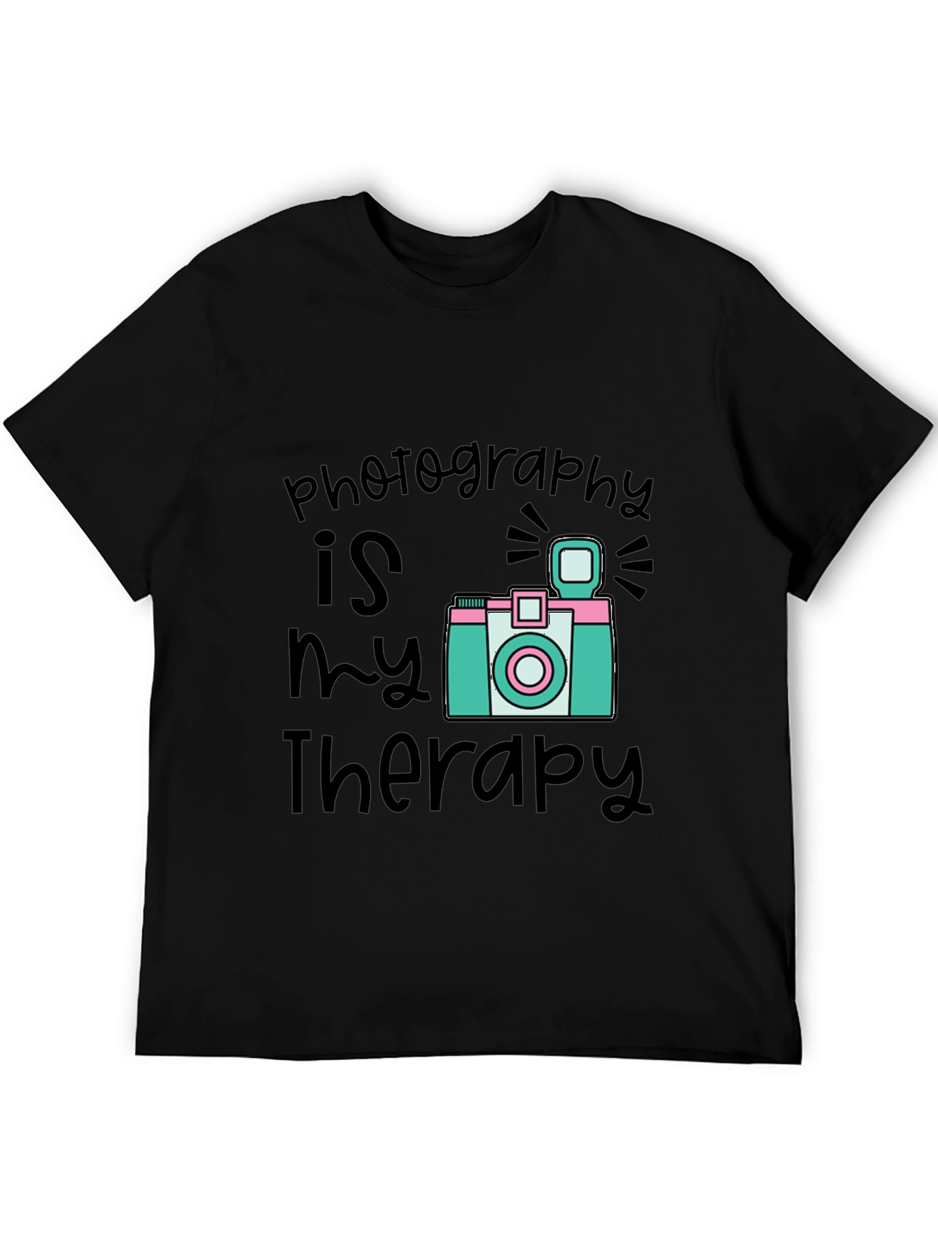 Photography is My Therapy Black T-Shirt