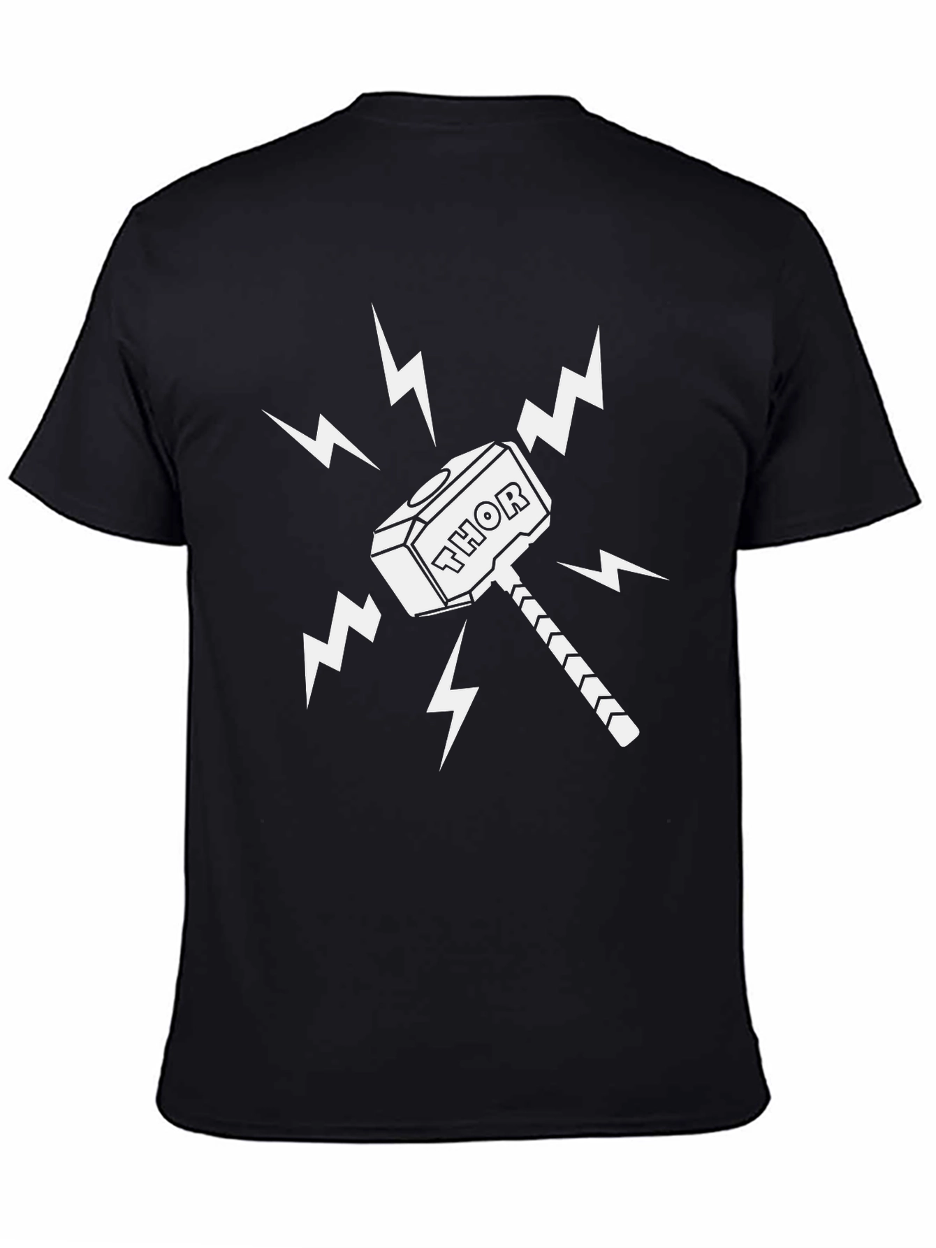 Thor Hammer Graphic T-Shirt - Black Cotton Tee