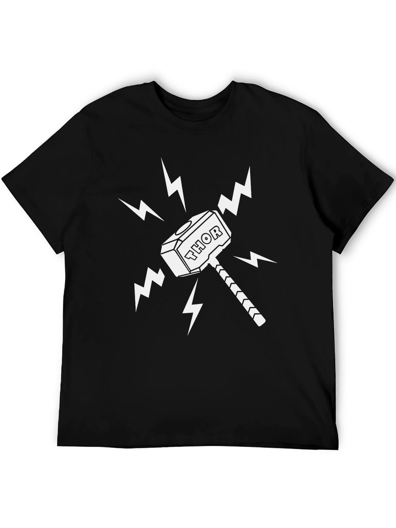 Thor Hammer Graphic T-Shirt - Black Cotton Tee