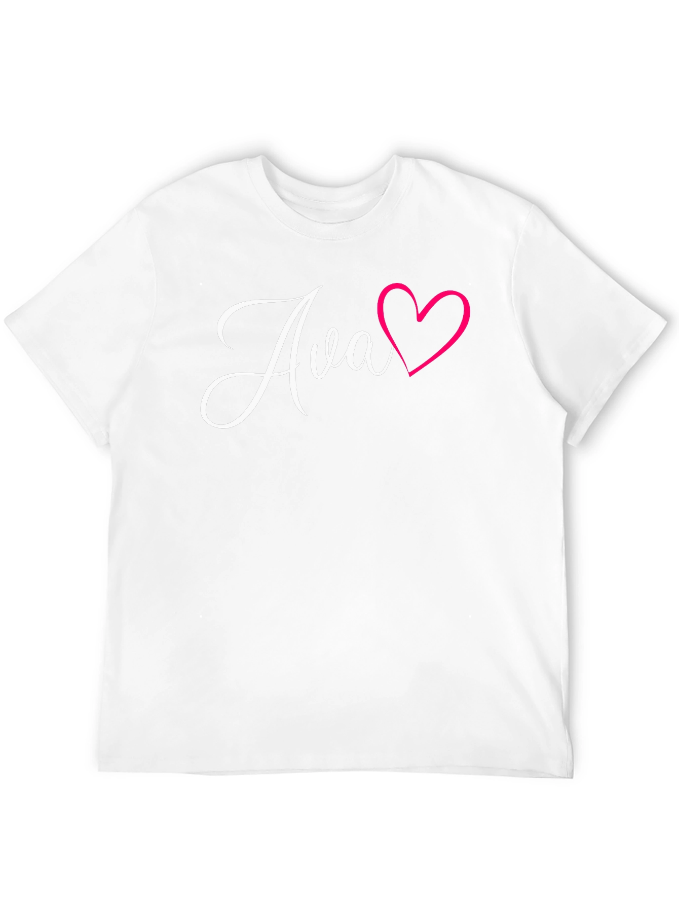 Personalized Ava Heart Graphic Black T-Shirt