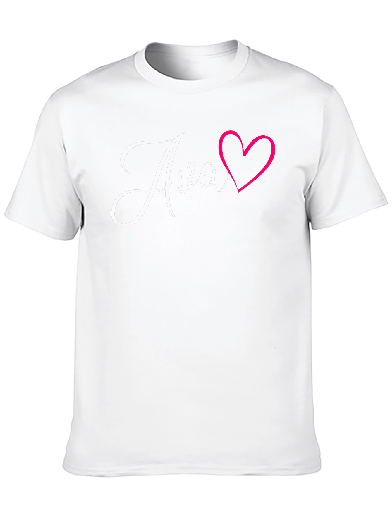 Personalized Ava Heart Graphic Black T-Shirt