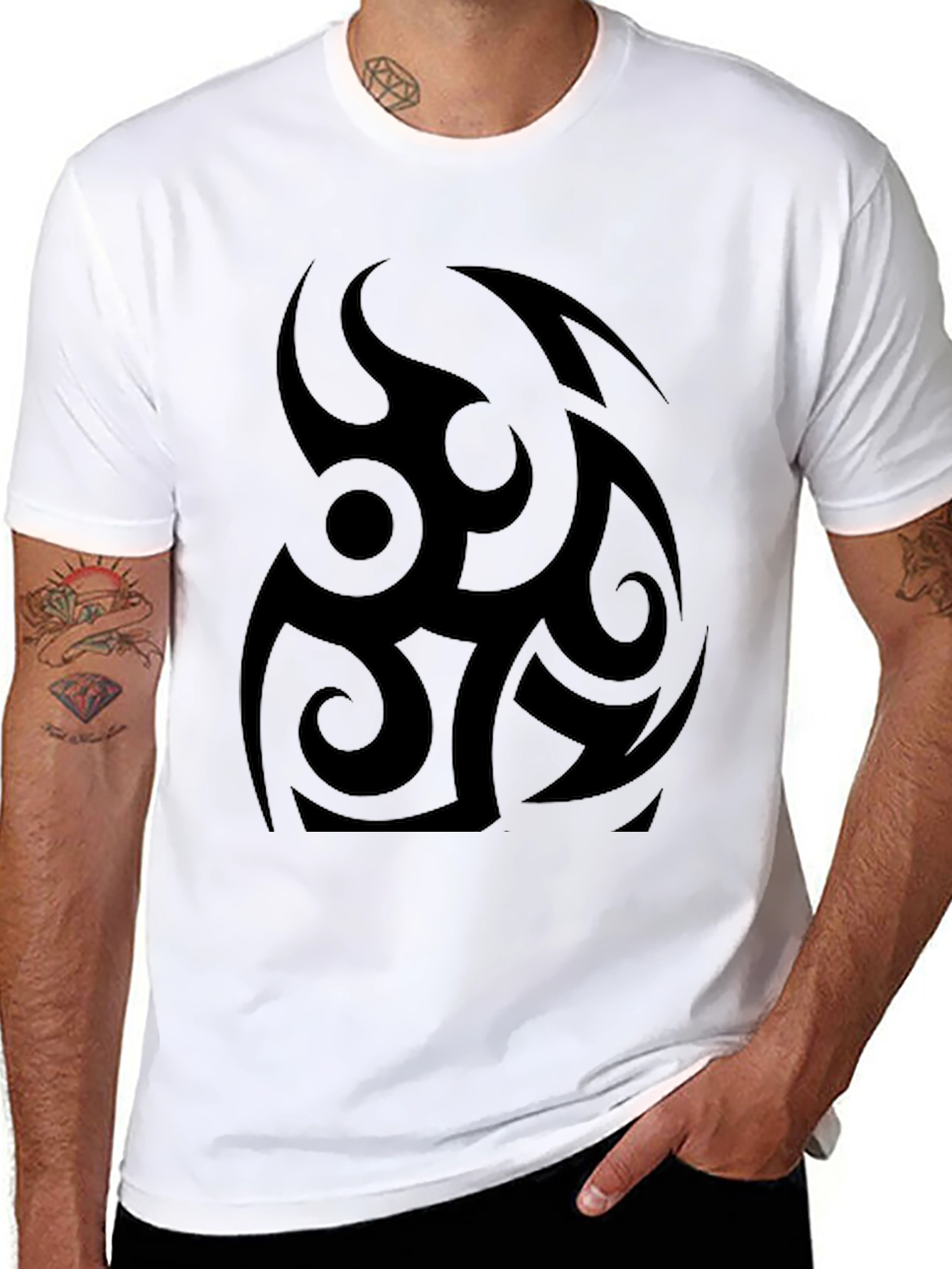 Mens Black Tribal Graphic T-Shirt