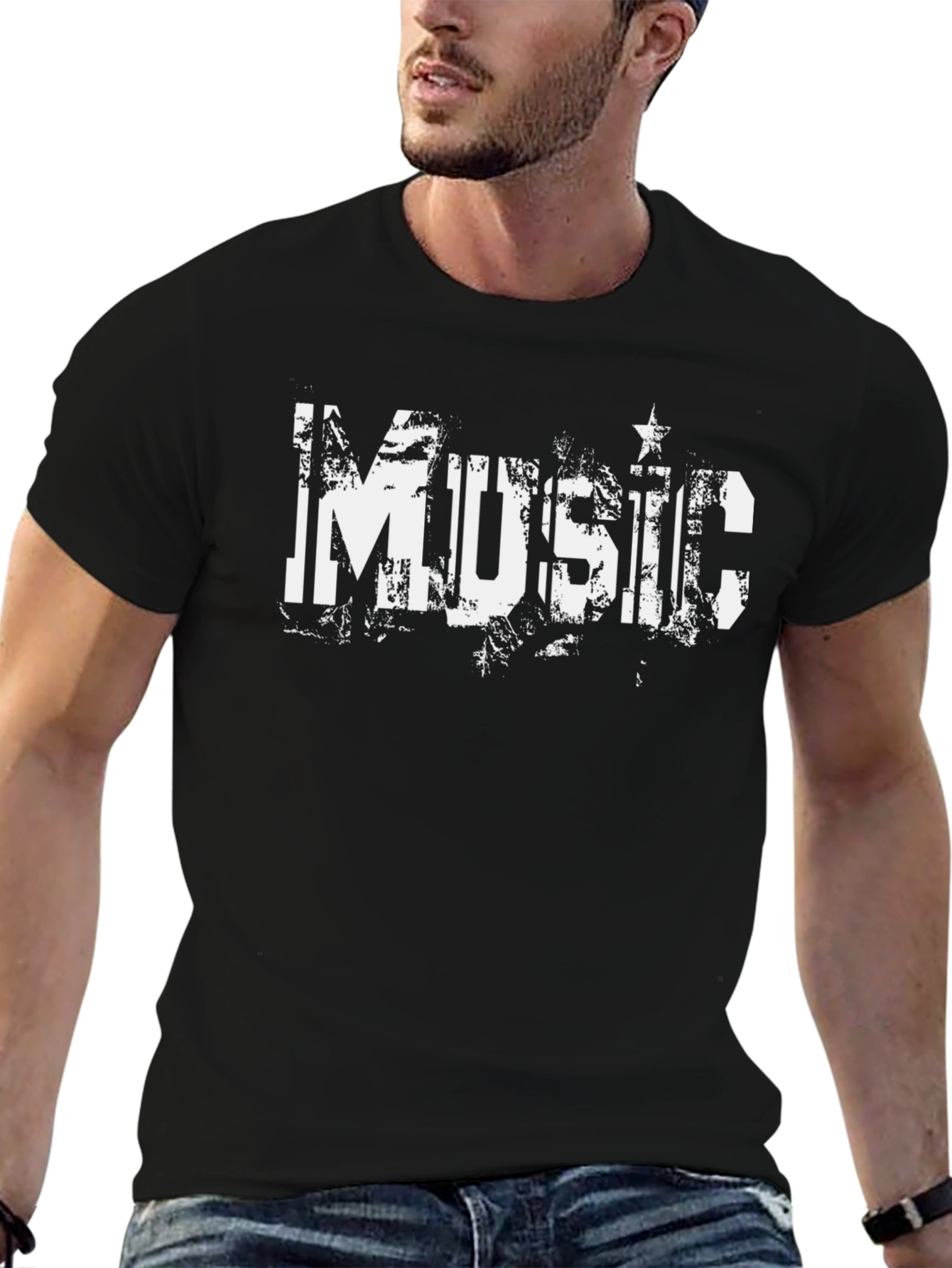 Music Distressed Graphic T-Shirt