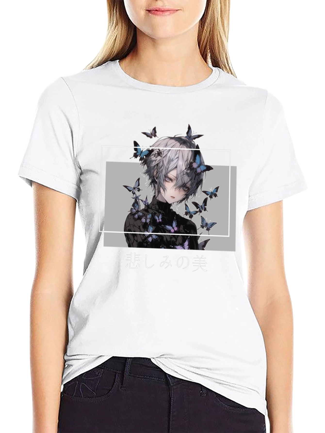 Anime Butterfly Graphic Print T-Shirt