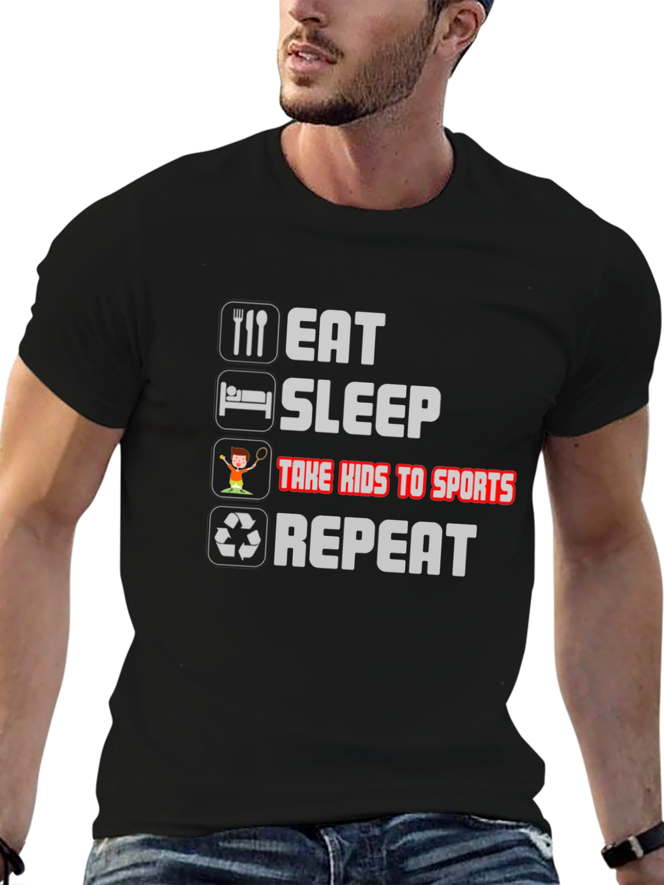 Eat Sleep Take Kids to Sports Repeat T-Shirt