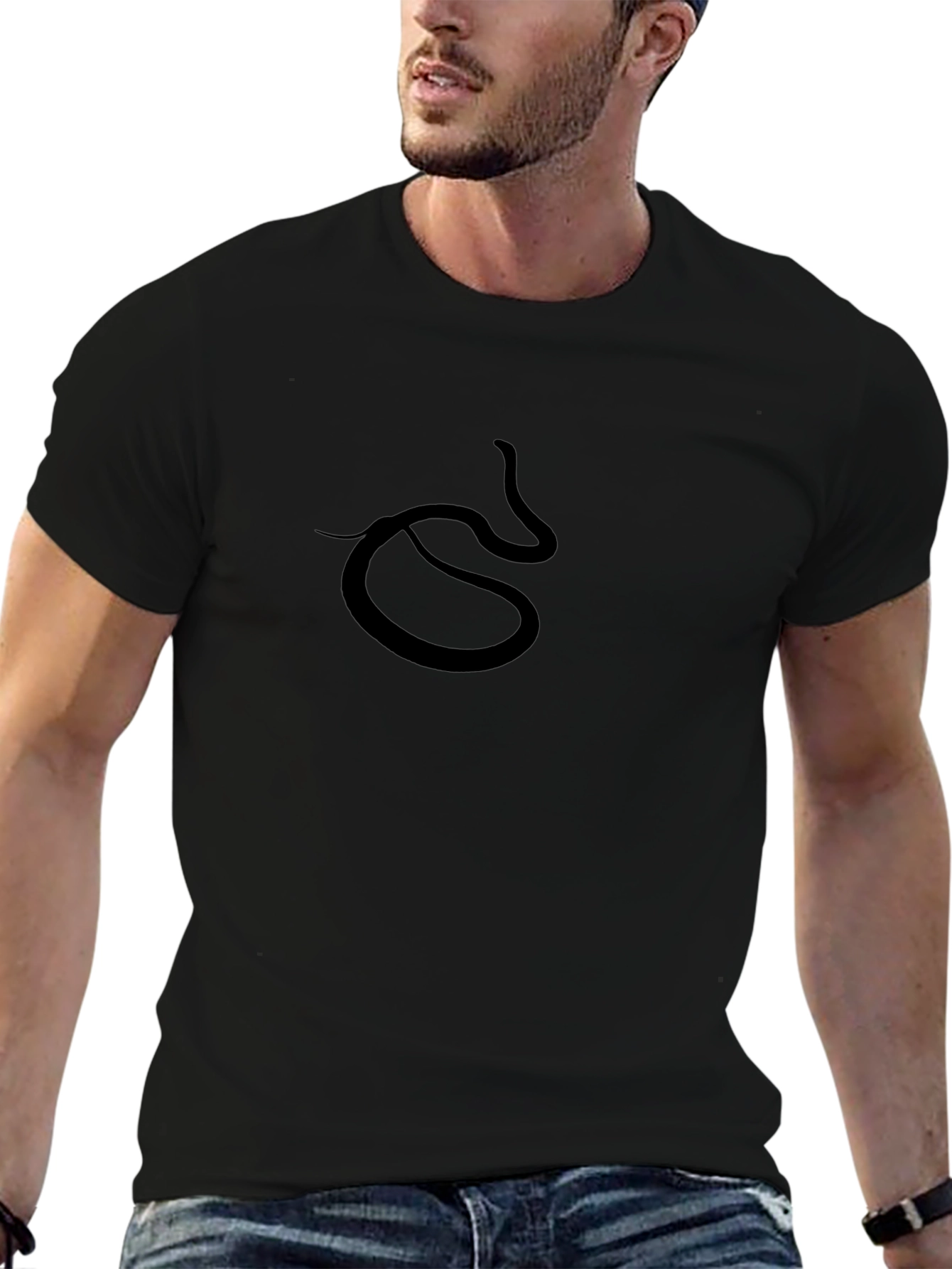 Black Tee with Snake Graphic