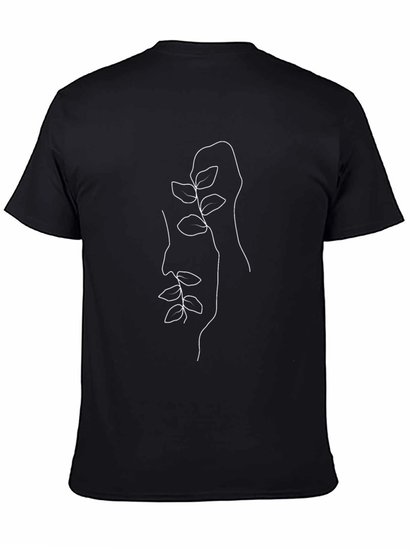 Minimalist Botanical Face Black T-Shirt