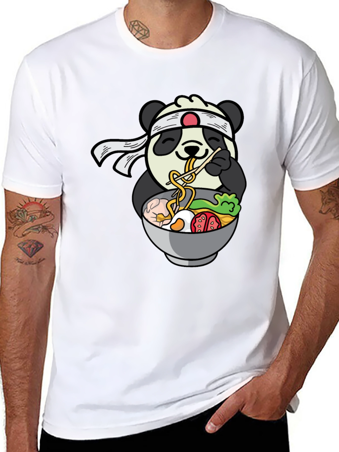 Panda Ramen Graphic T-Shirt - Cute Anime Food Tee