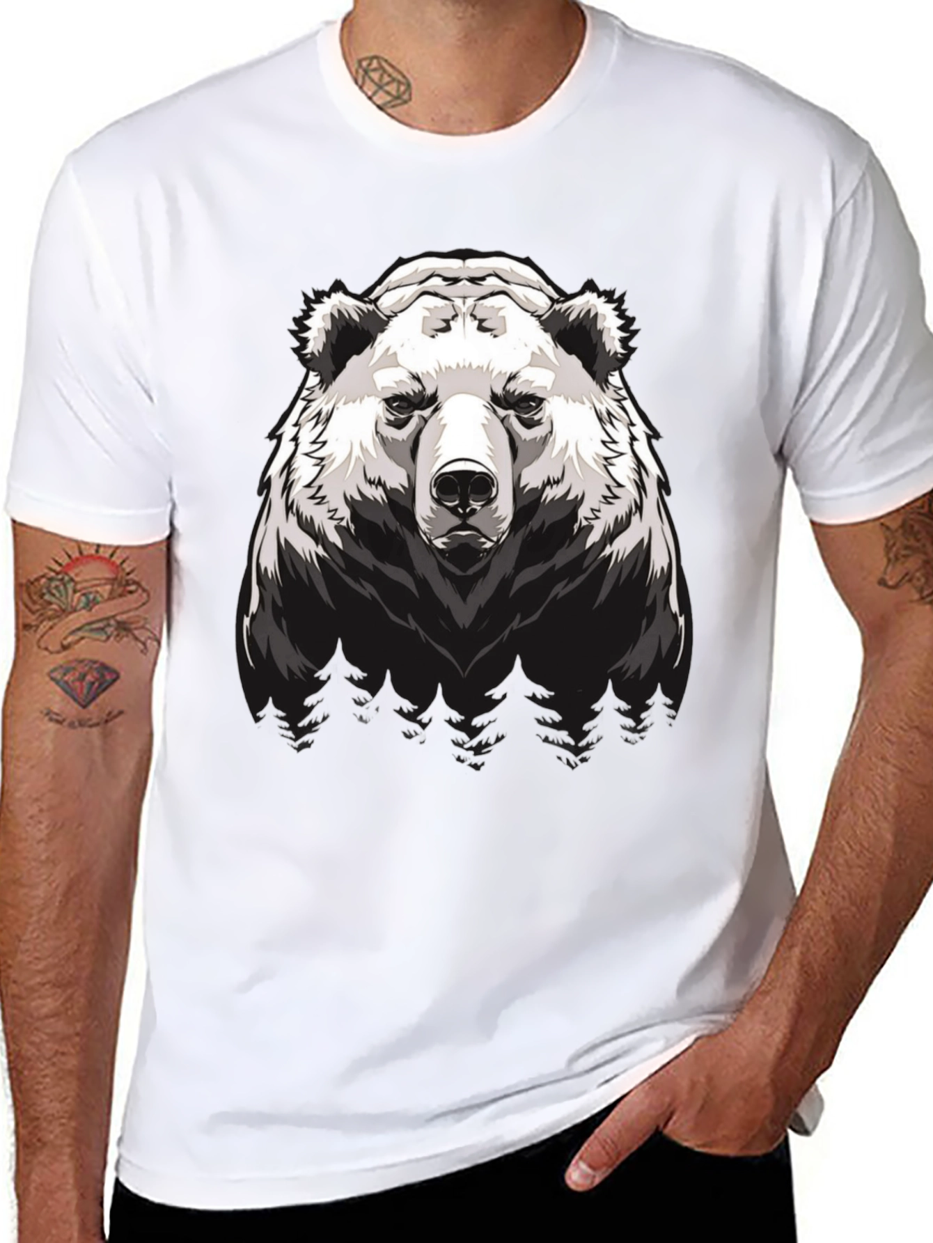 Grizzly Bear Graphic T-Shirt - Mens Black Tee