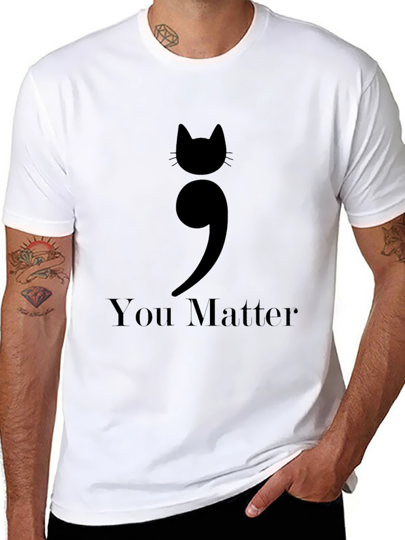 Cat Semicolon You Matter Graphic Tee