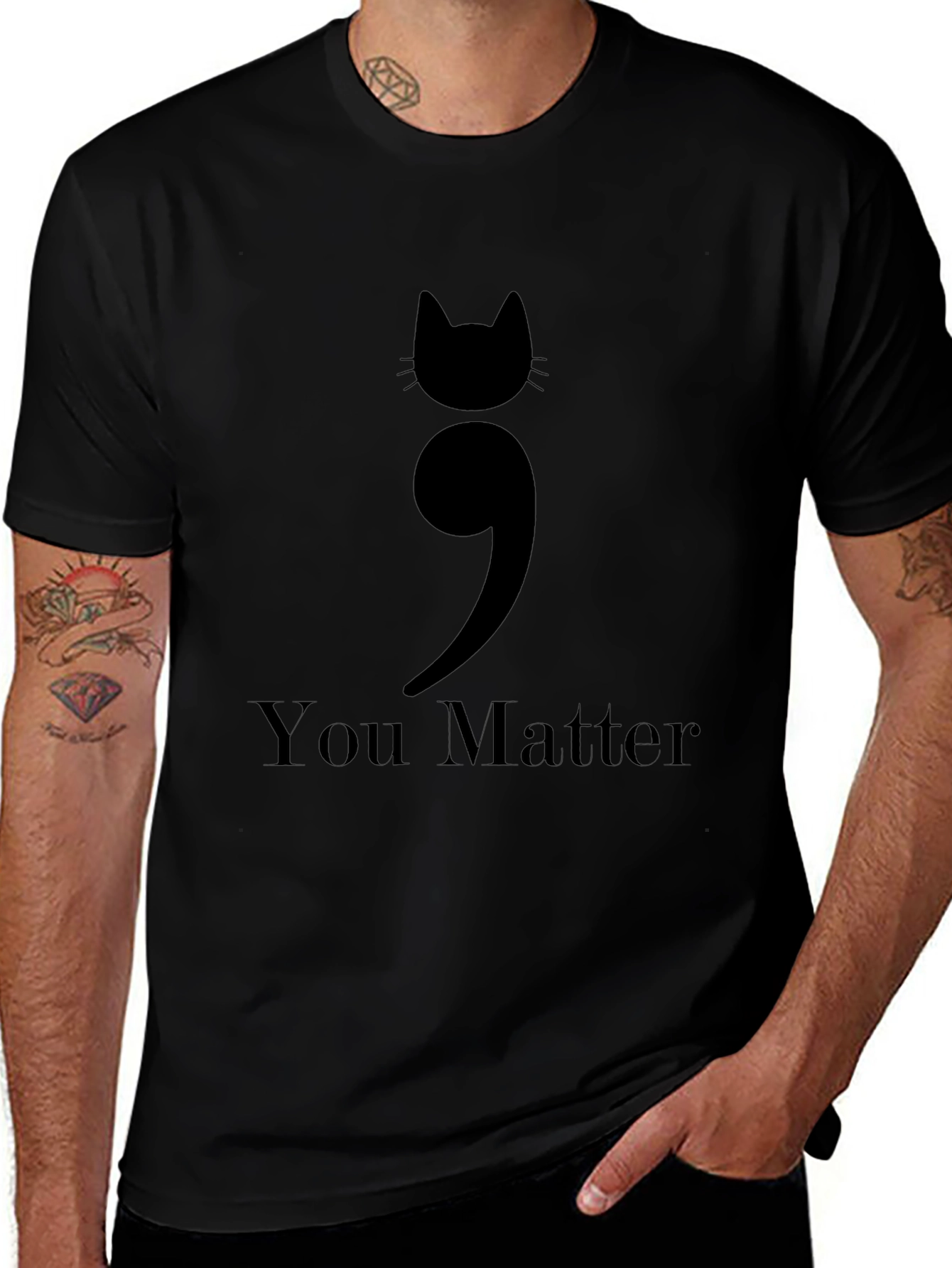 Cat Semicolon You Matter Graphic Tee