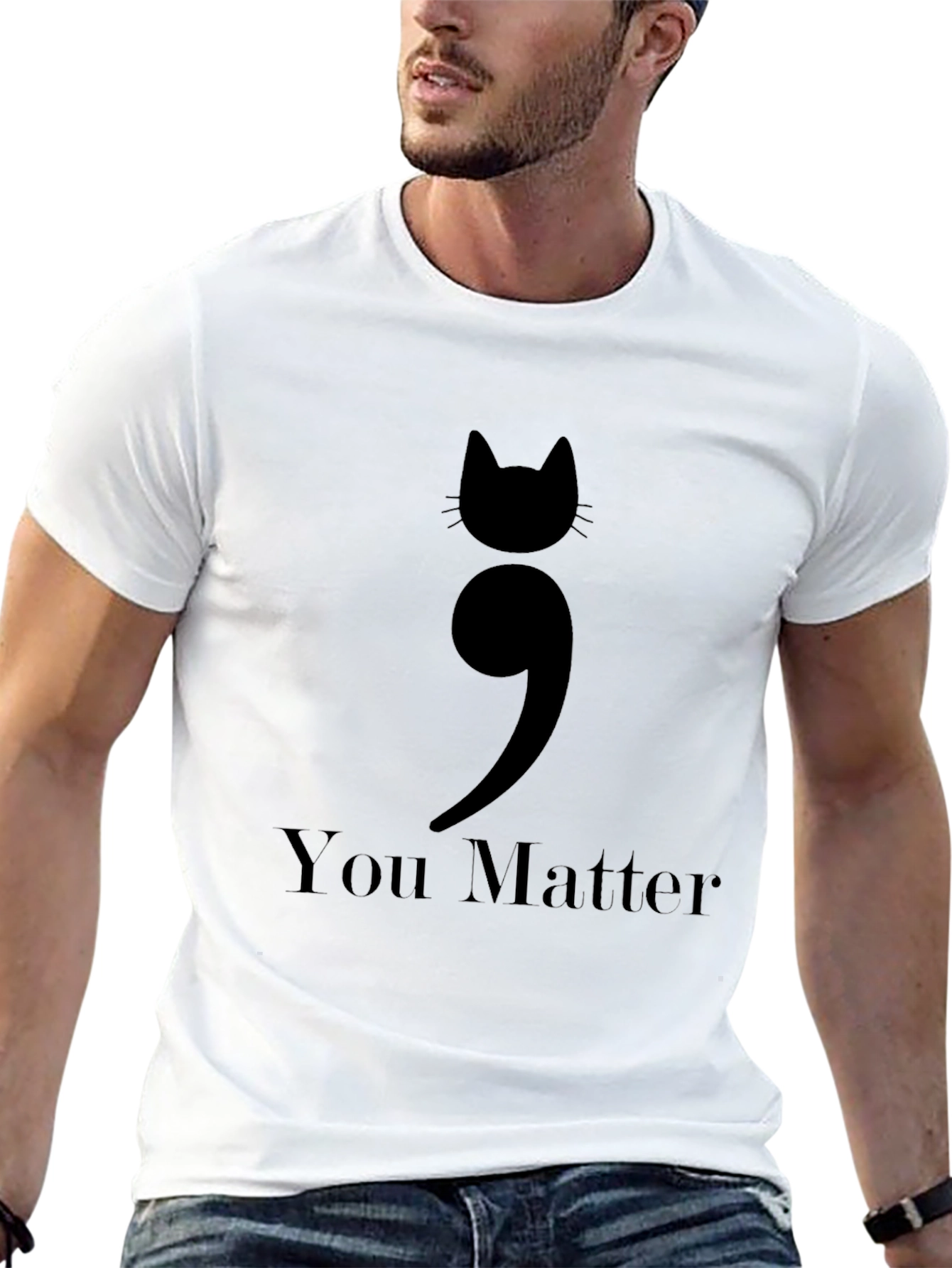 Cat Semicolon You Matter Graphic Tee