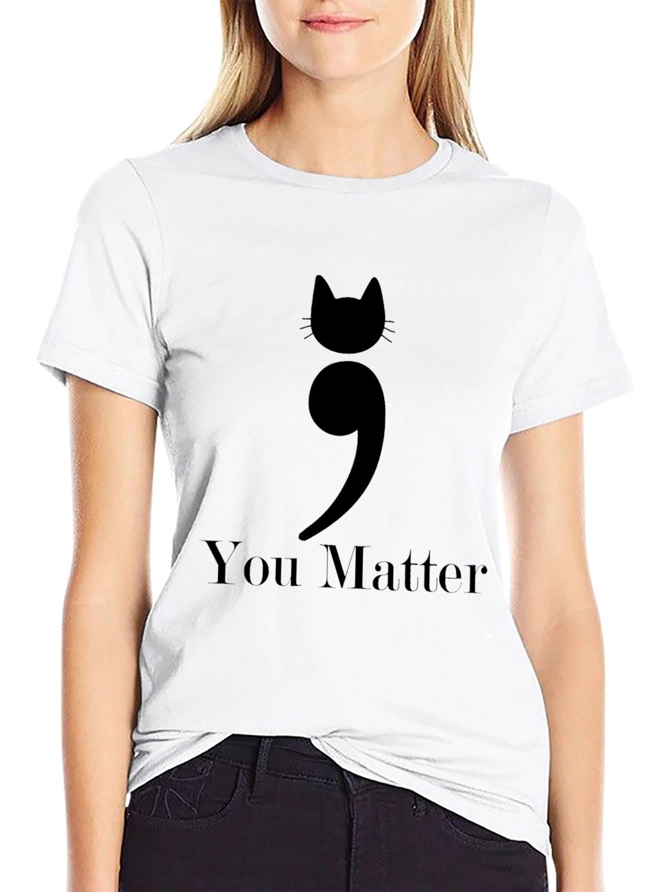Cat Semicolon You Matter Graphic Tee