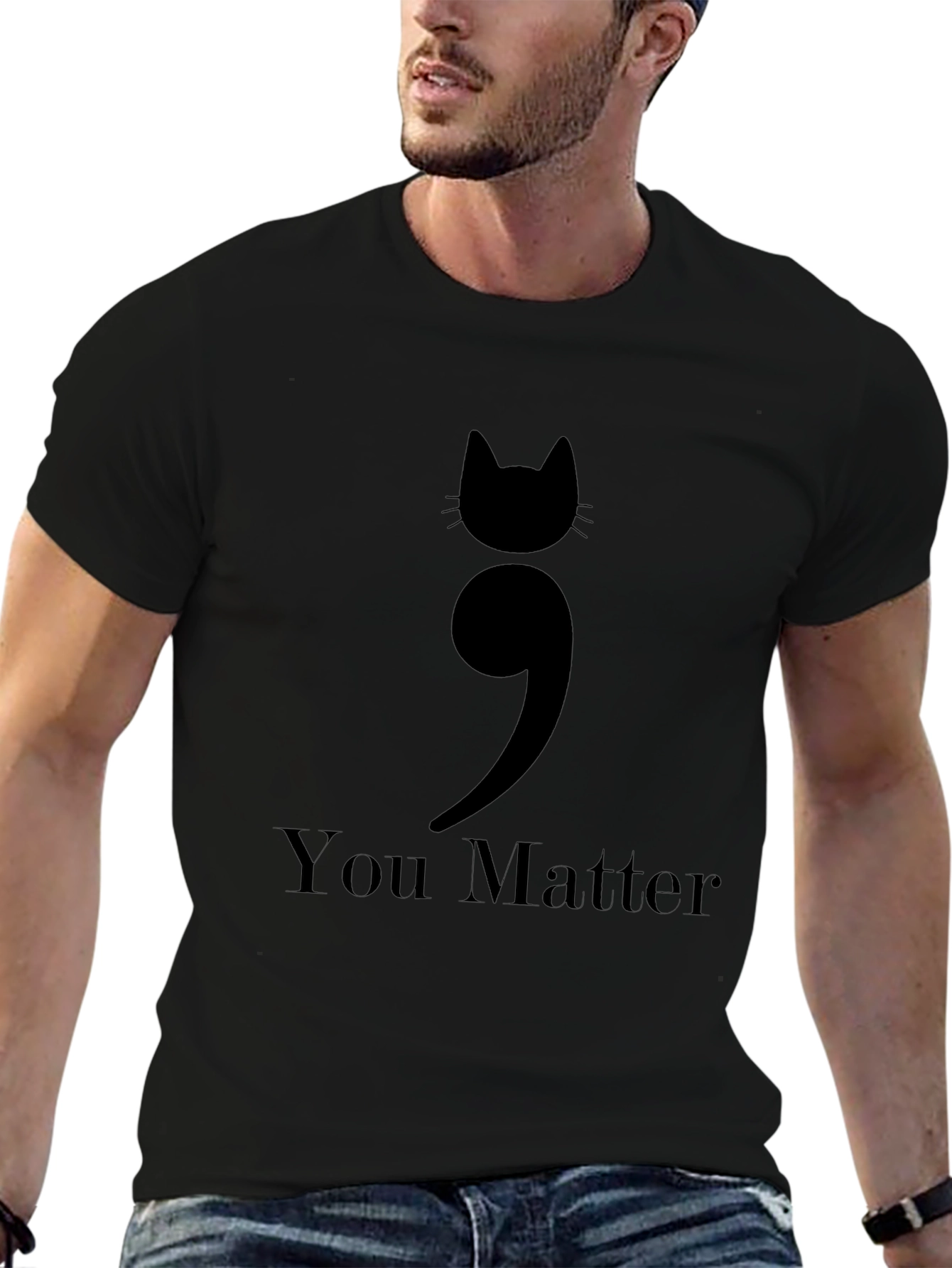 Cat Semicolon You Matter Graphic Tee