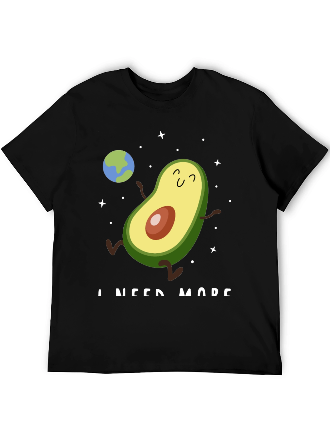 Avocado Space Black T-Shirt - I Need More!