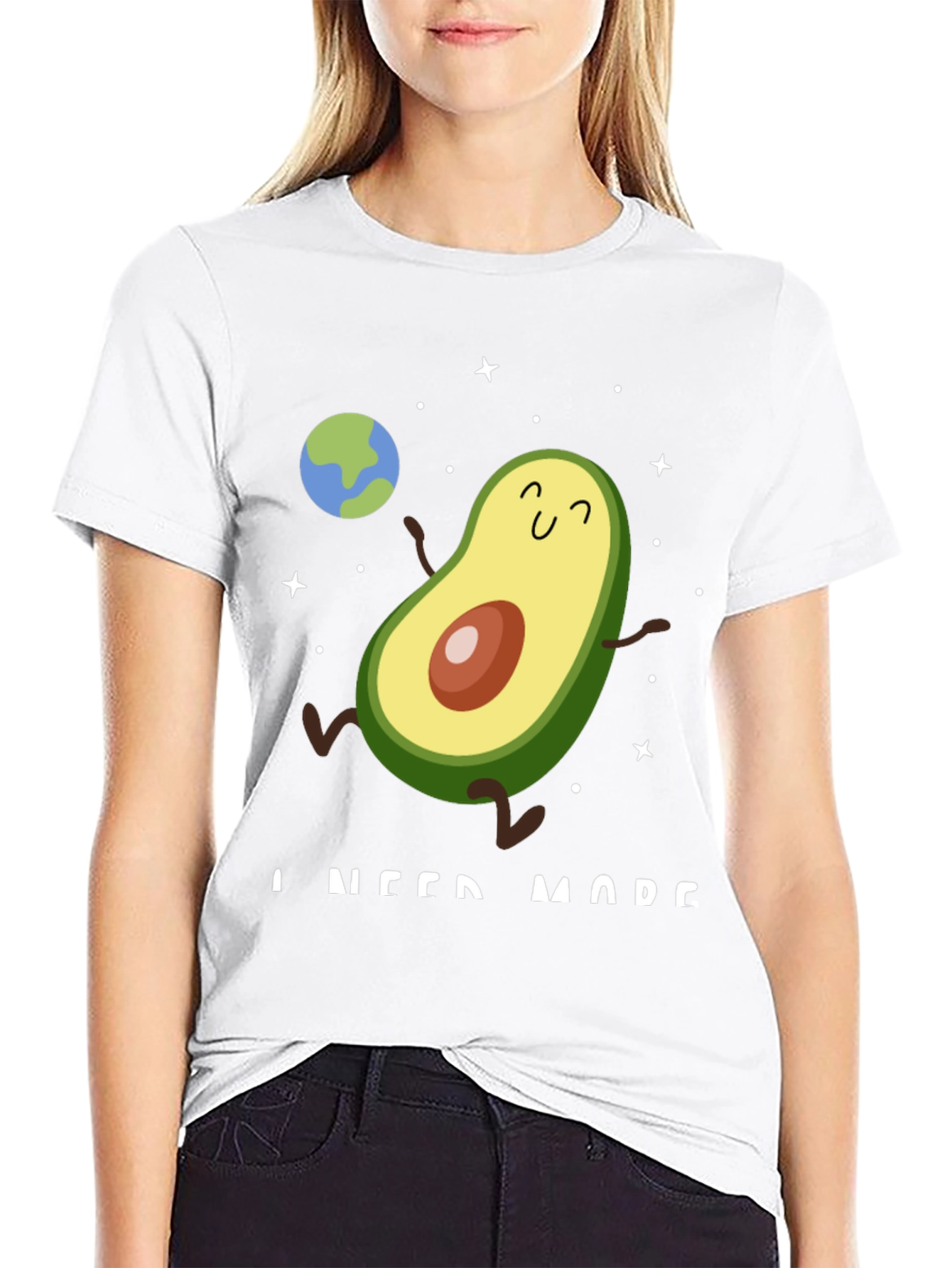 Avocado Space Black T-Shirt - I Need More!
