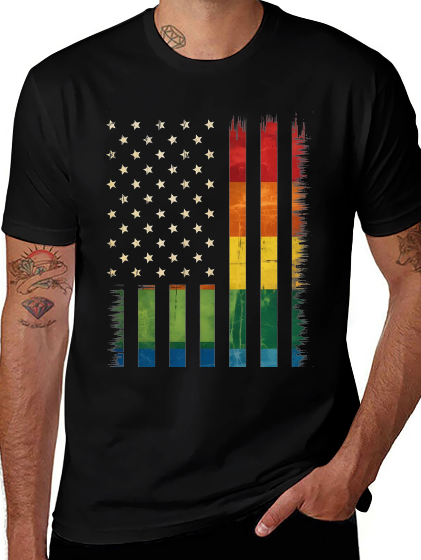 LGBTQ+ American Flag Graphic Tee