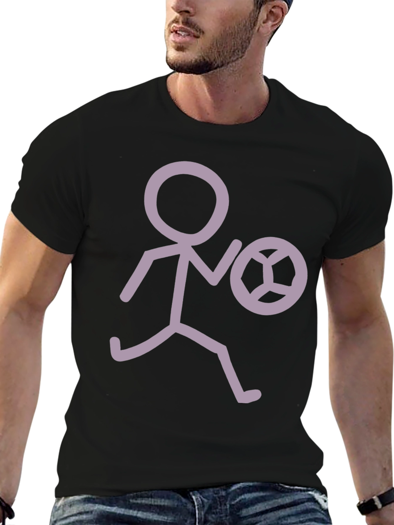 Stick Figure Soccer T-Shirt - Black Tee
