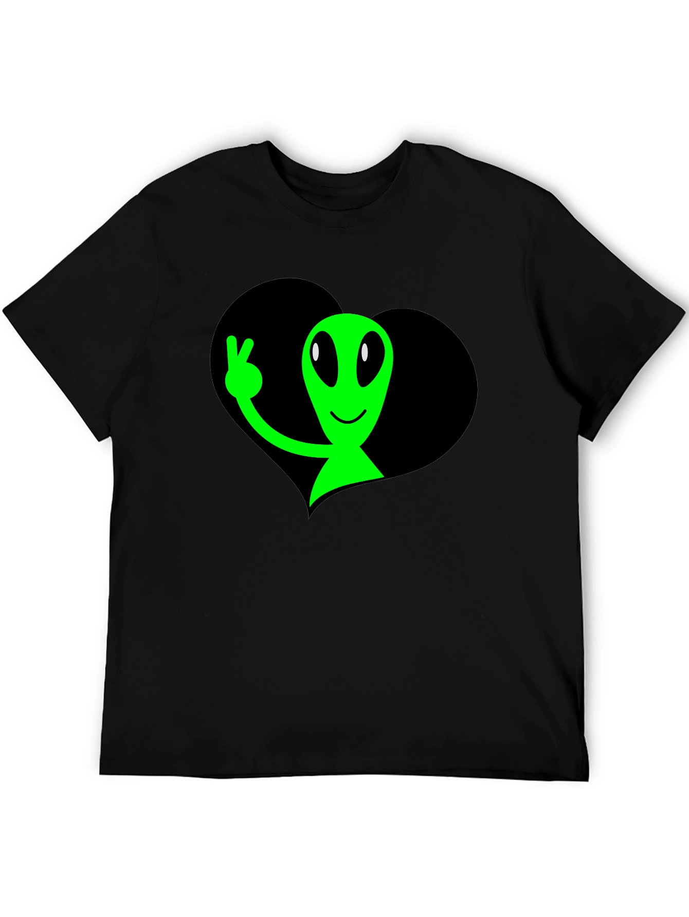 Alien Peace Sign Graphic T-Shirt