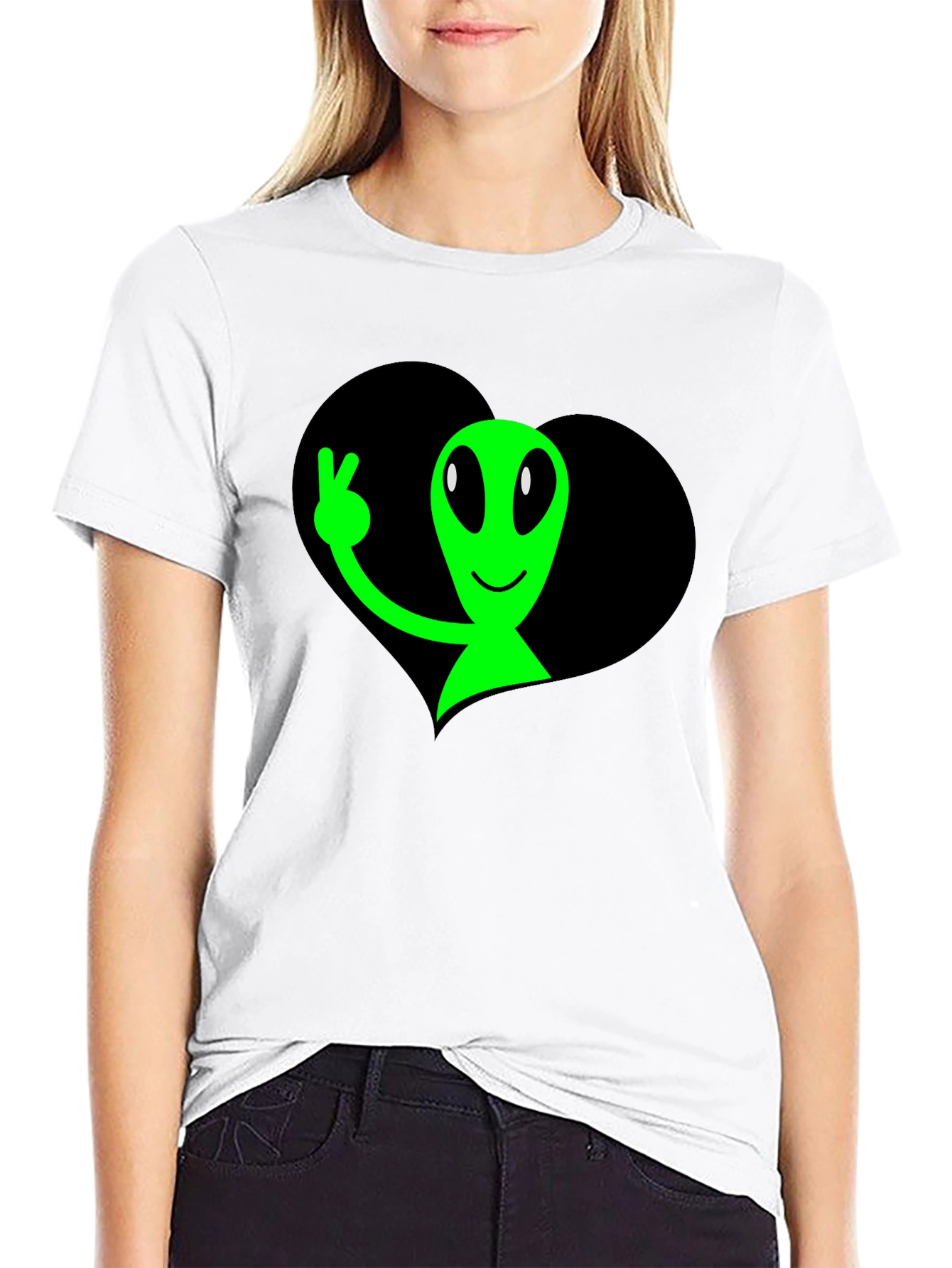 Alien Peace Sign Graphic T-Shirt