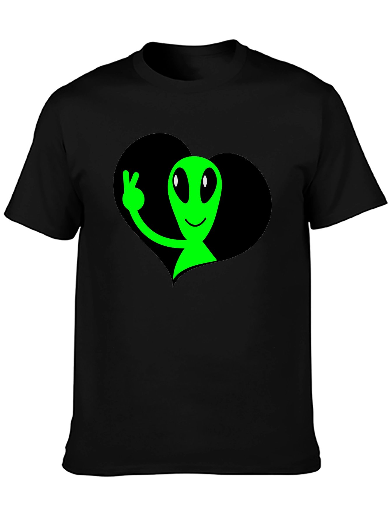 Alien Peace Sign Graphic T-Shirt