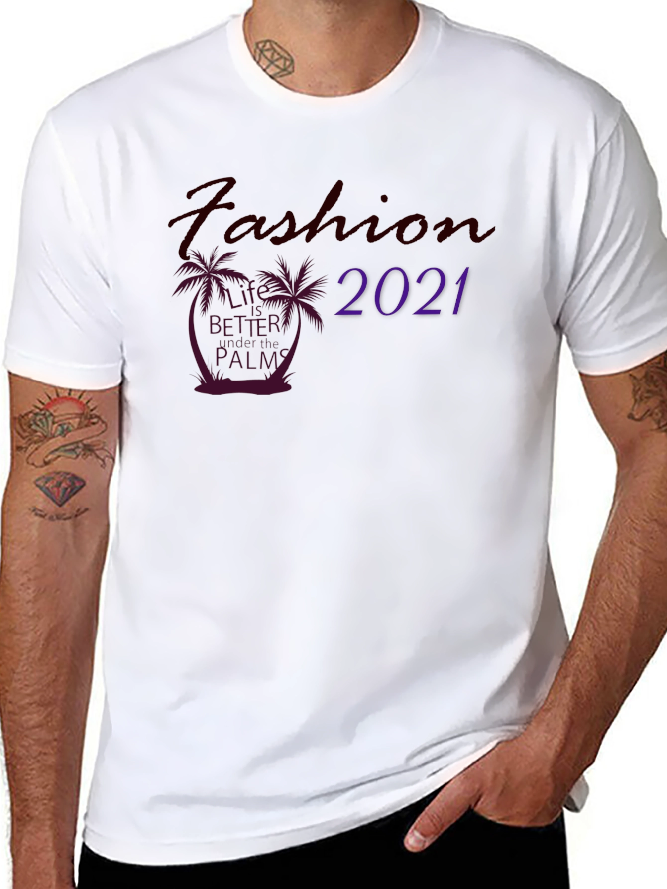 Fashion 2021 Palm T-Shirt - Stylish Black Tee