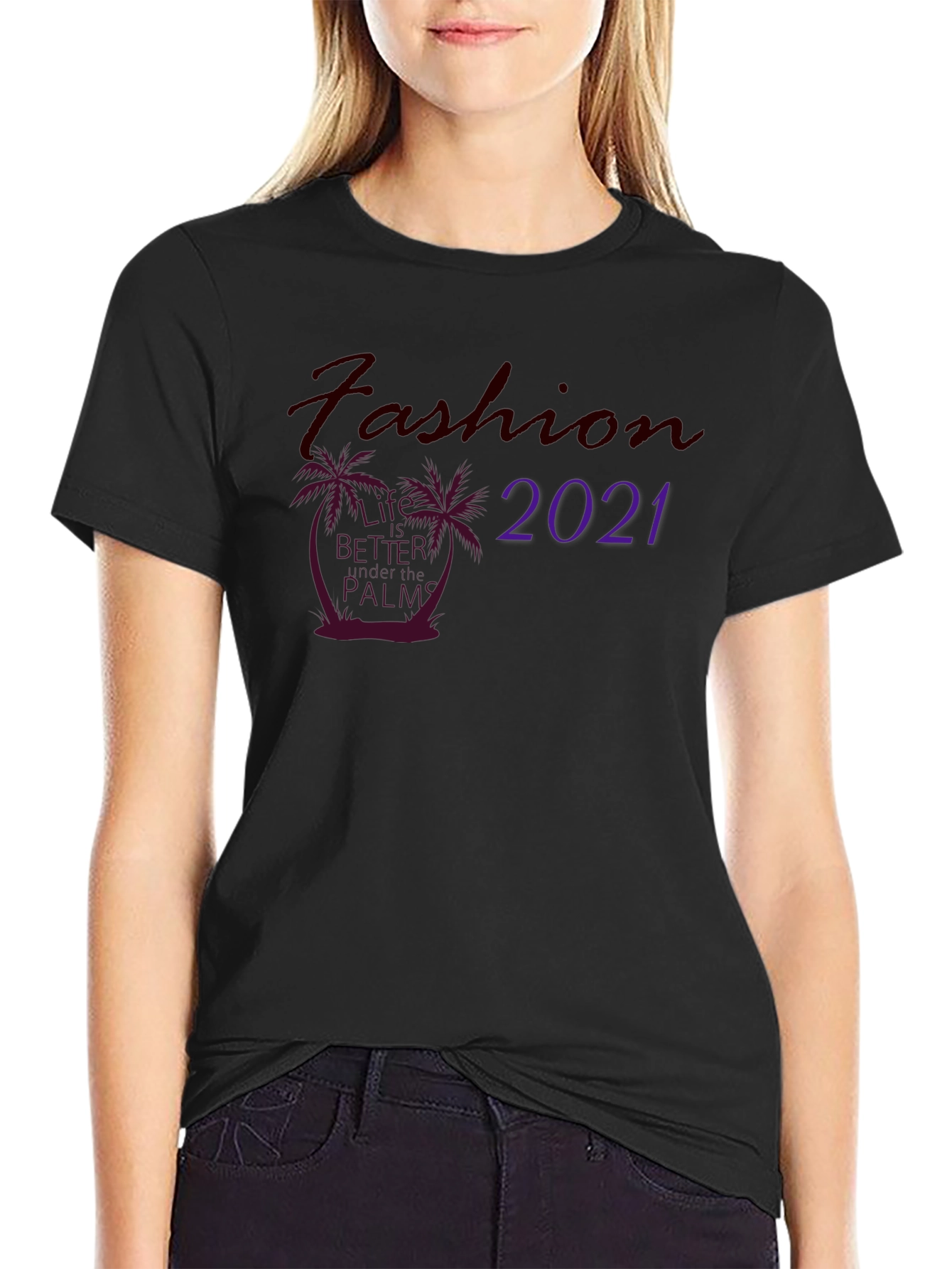 Fashion 2021 Palm T-Shirt - Stylish Black Tee