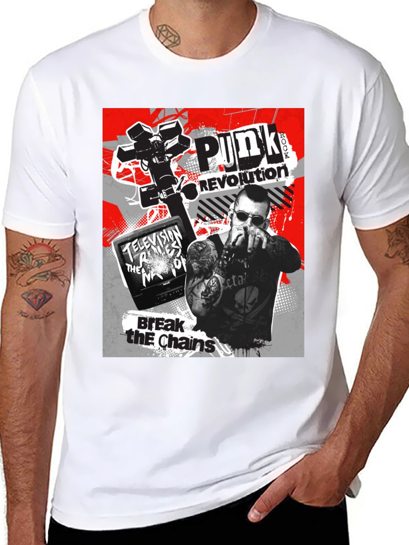 Punk Revolution Graphic Tee - Black Cotton T-Shirt