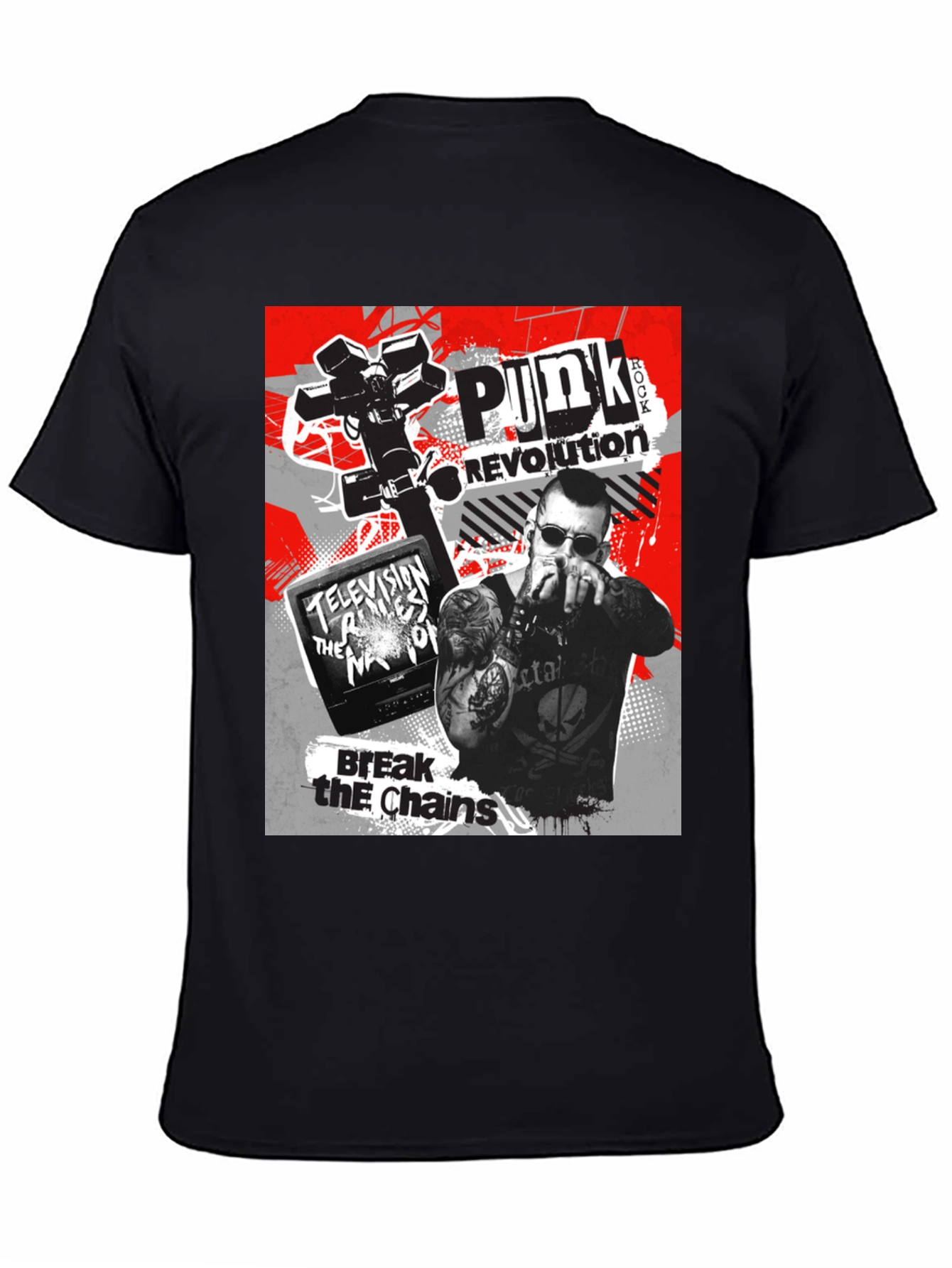 Punk Revolution Graphic Tee - Black Cotton T-Shirt