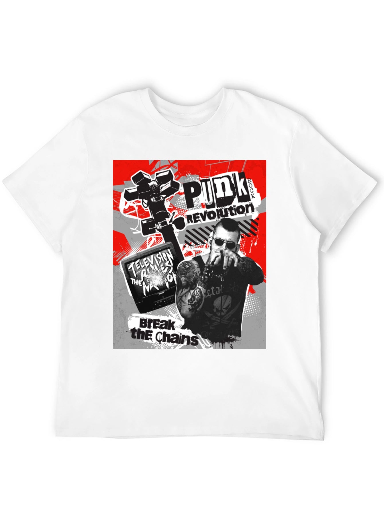Punk Revolution Graphic Tee - Black Cotton T-Shirt