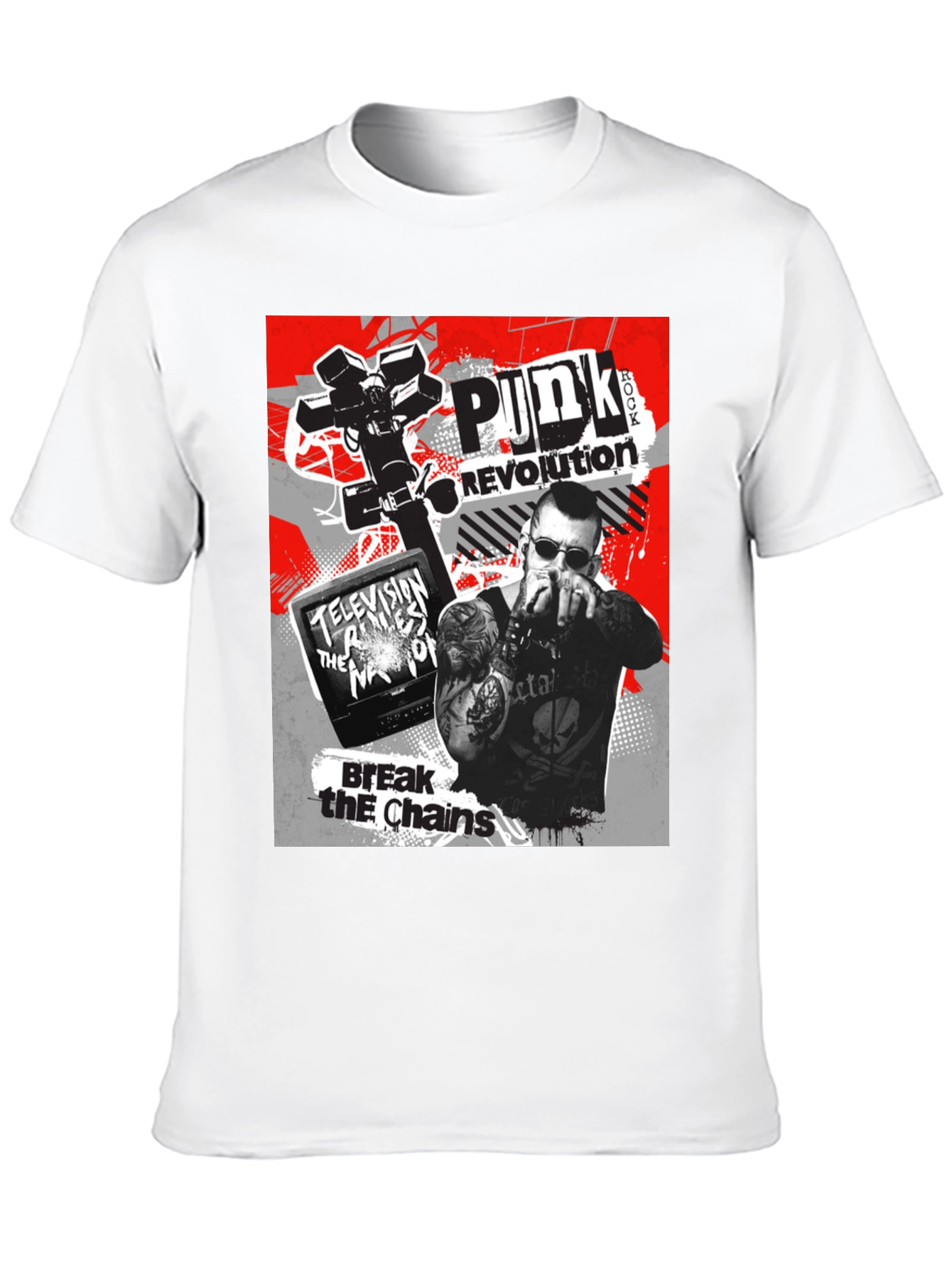 Punk Revolution Graphic Tee - Black Cotton T-Shirt