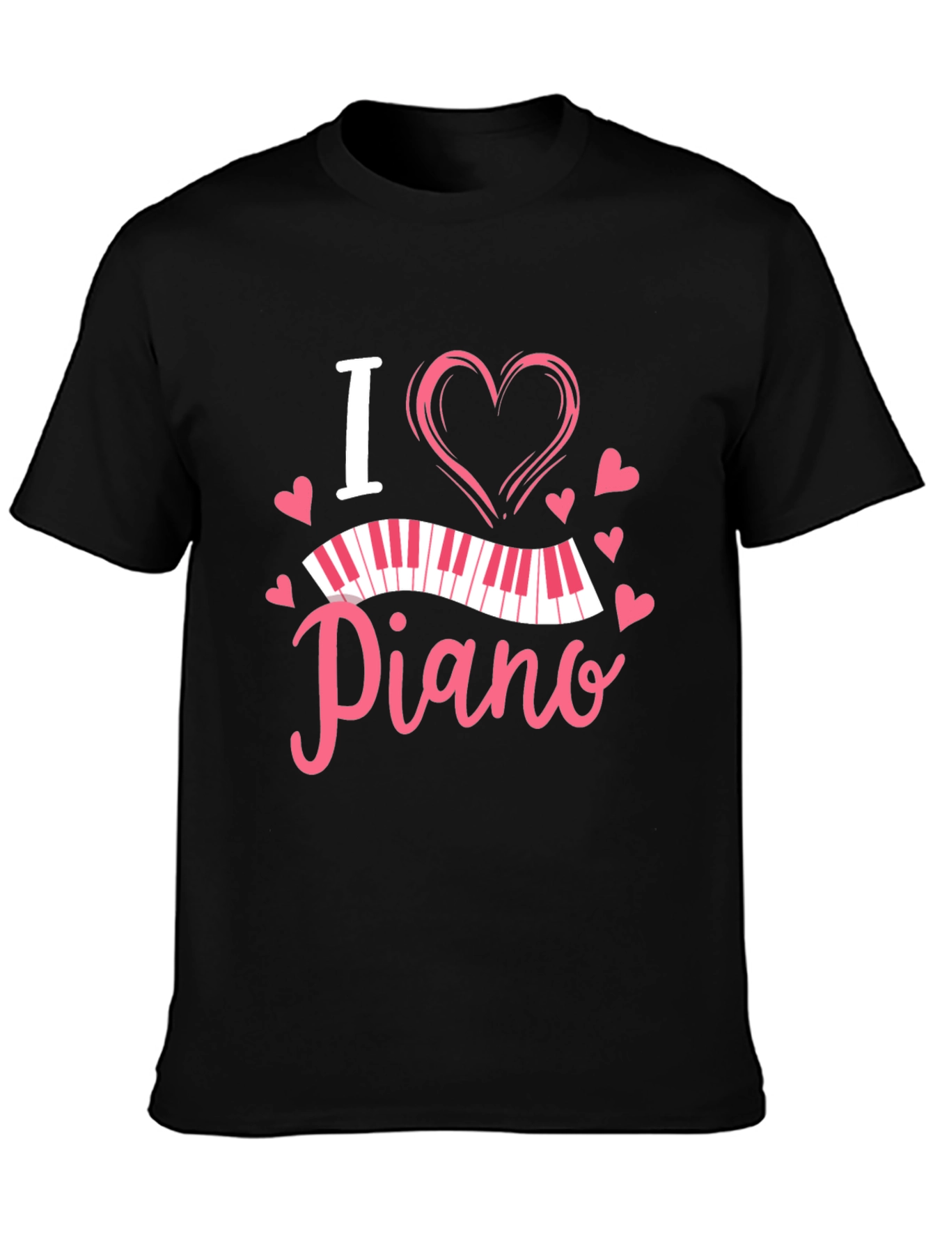 I Heart Piano Black T-Shirt