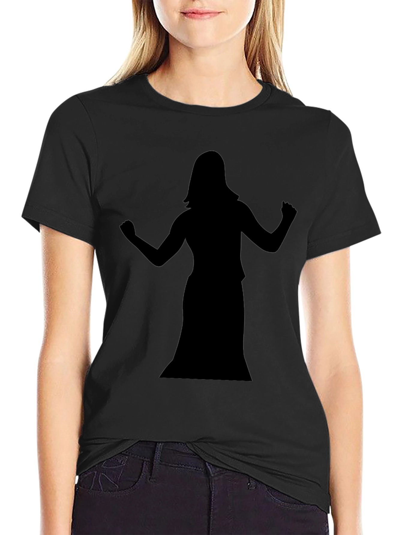 Black T-Shirt with Dancer Silhouette Graphic