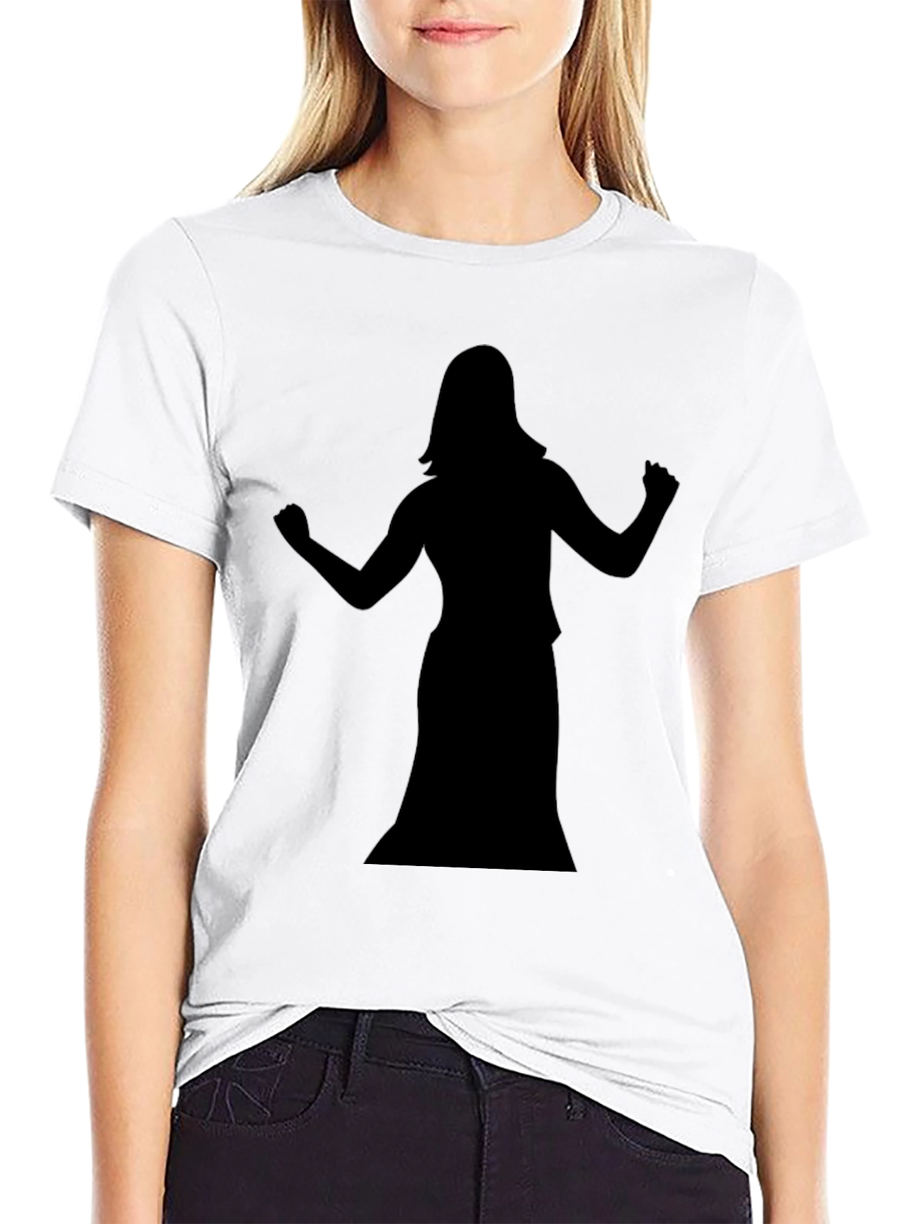Black T-Shirt with Dancer Silhouette Graphic