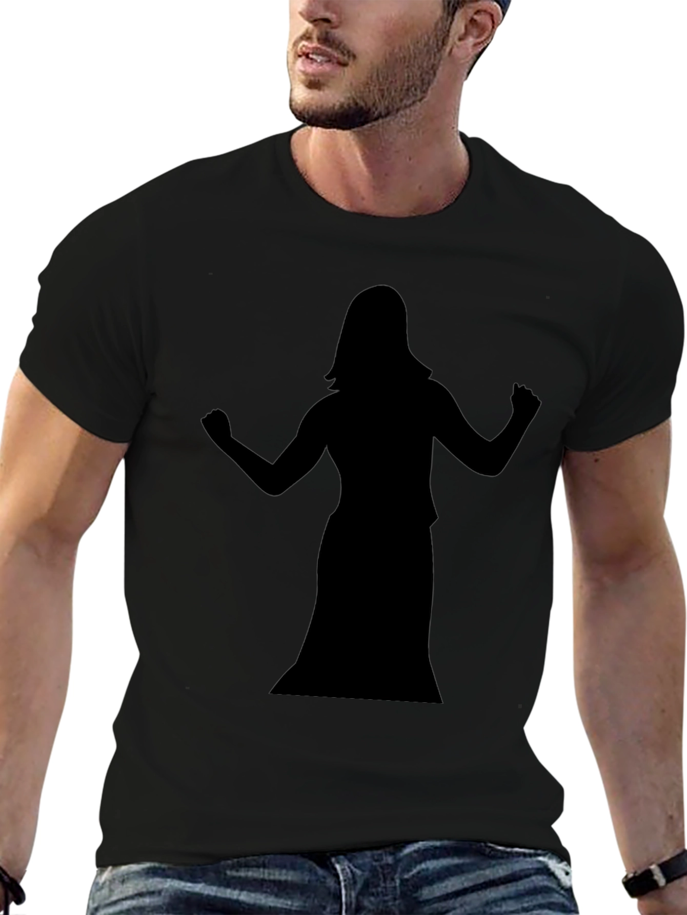 Black T-Shirt with Dancer Silhouette Graphic