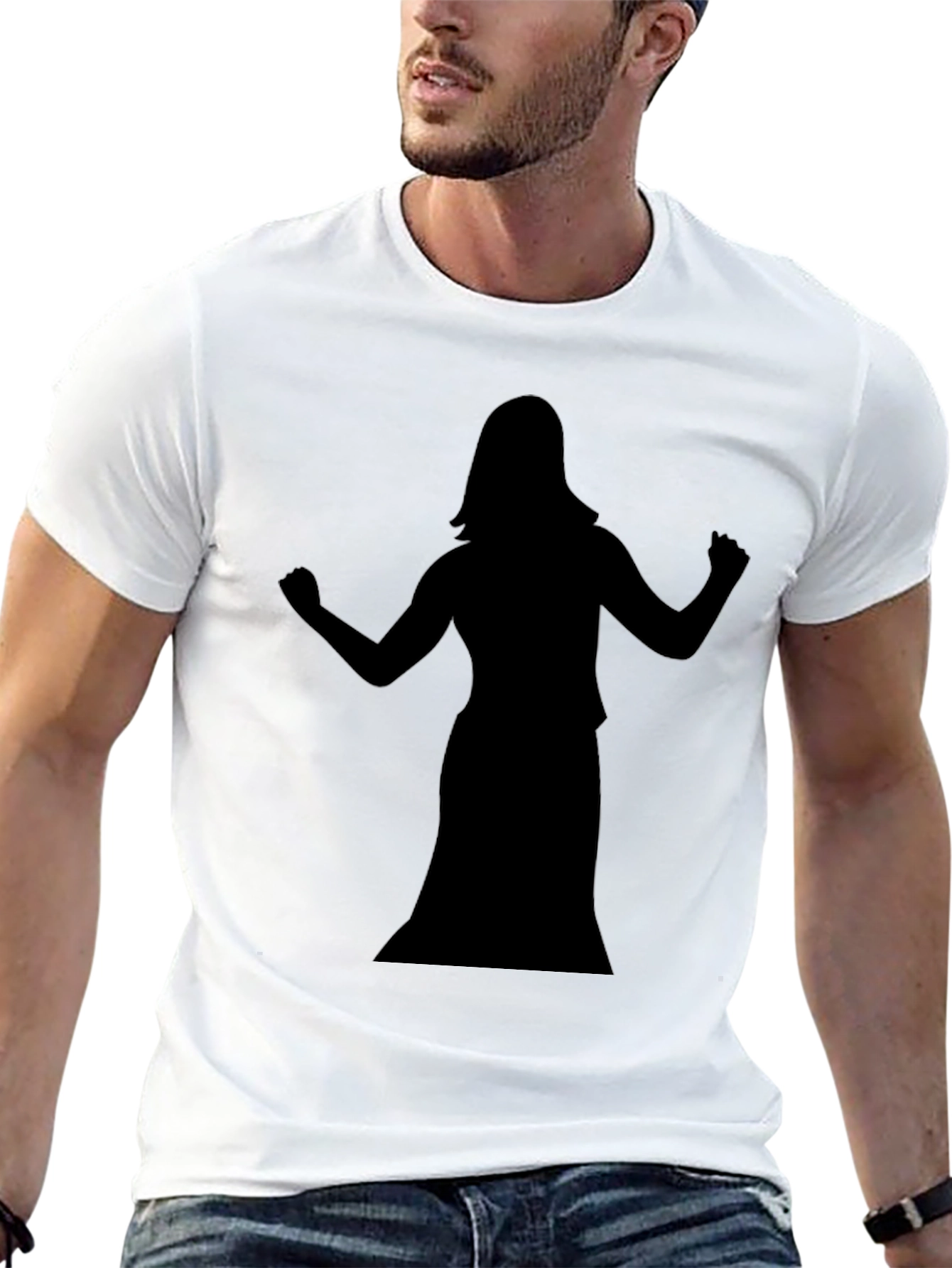 Black T-Shirt with Dancer Silhouette Graphic