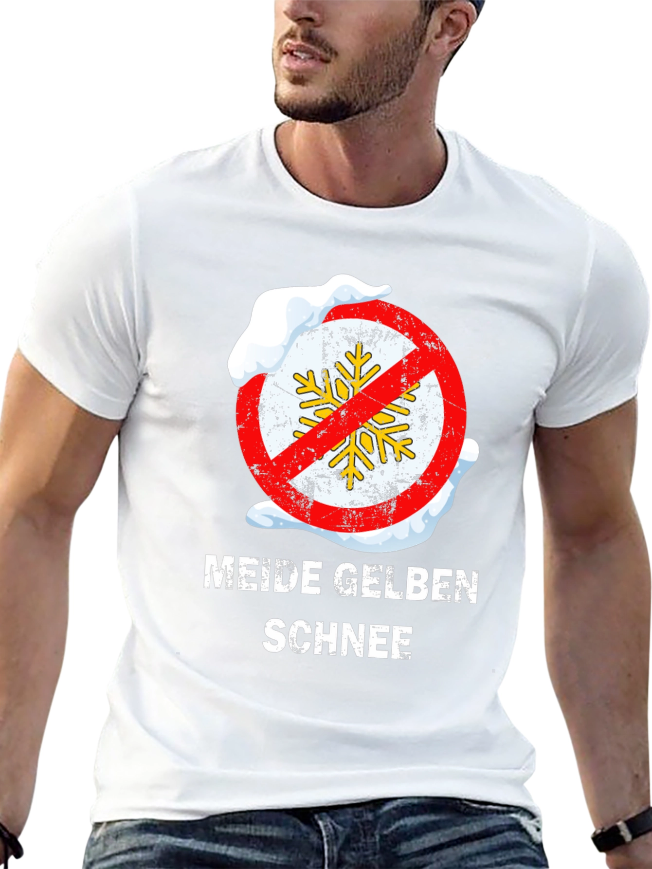 Meide Gelben Schnee T-Shirt - Novelty Winter Tee