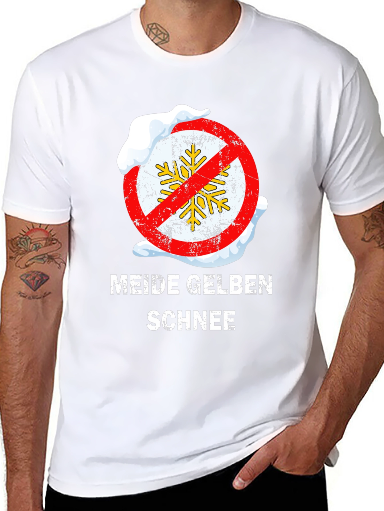 Meide Gelben Schnee T-Shirt - Novelty Winter Tee