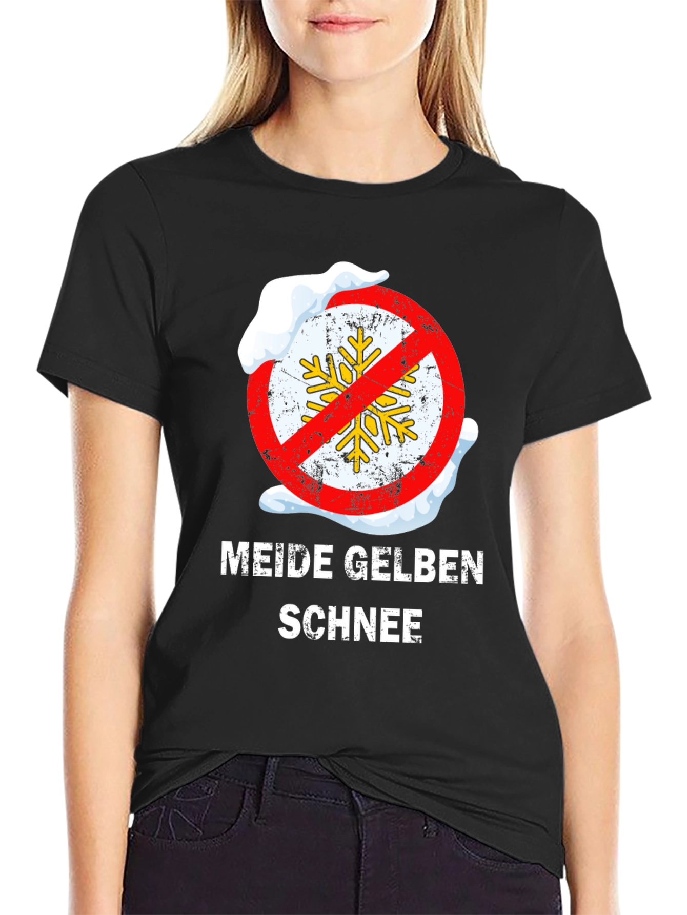 Meide Gelben Schnee T-Shirt - Novelty Winter Tee