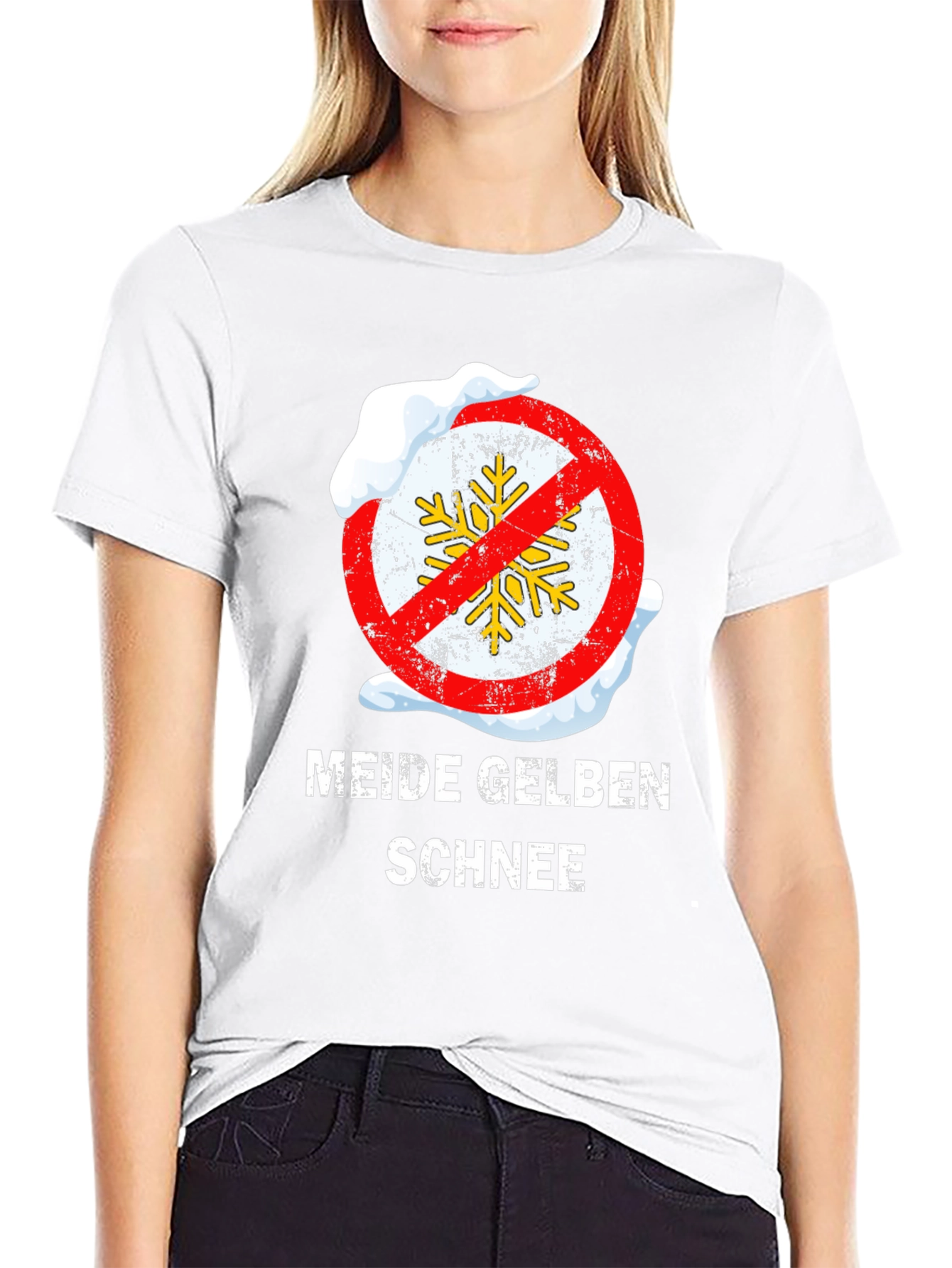 Meide Gelben Schnee T-Shirt - Novelty Winter Tee
