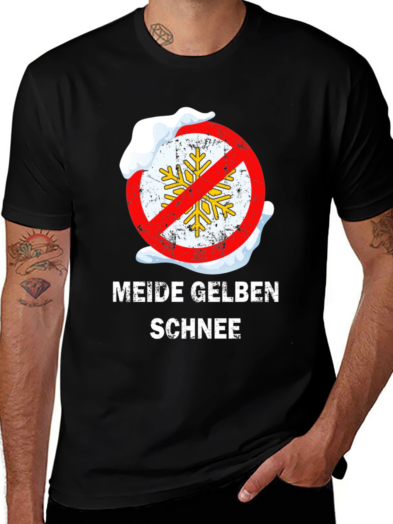Meide Gelben Schnee T-Shirt - Novelty Winter Tee
