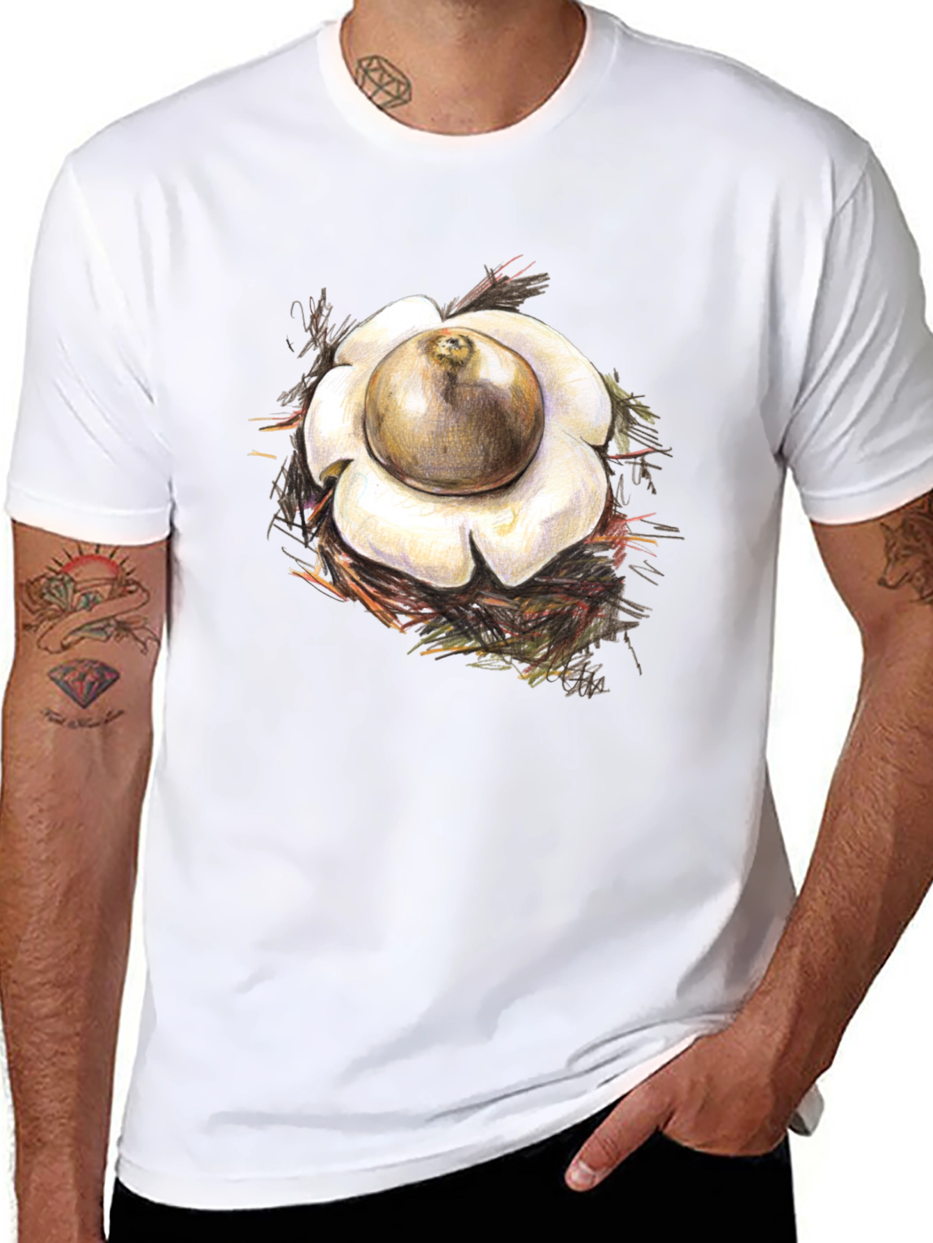 Earthstar Mushroom Graphic Tee - Unique Design