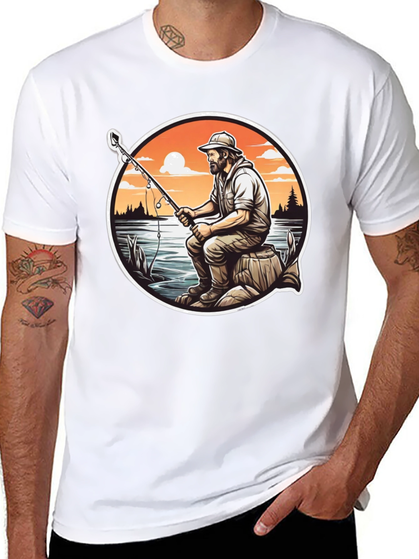Fisherman Graphic Tee - Nature Lovers T-Shirt