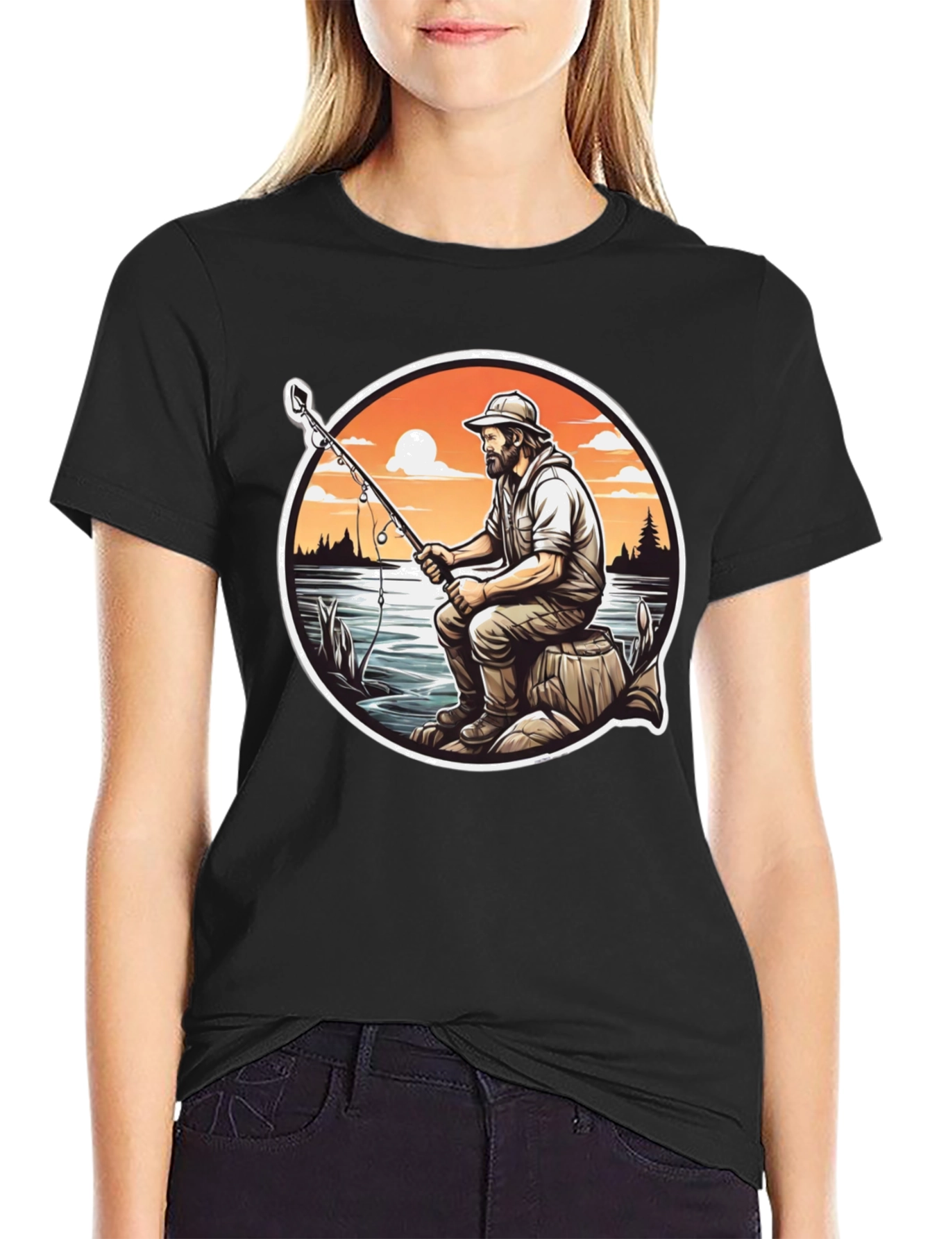 Fisherman Graphic Tee - Nature Lovers T-Shirt