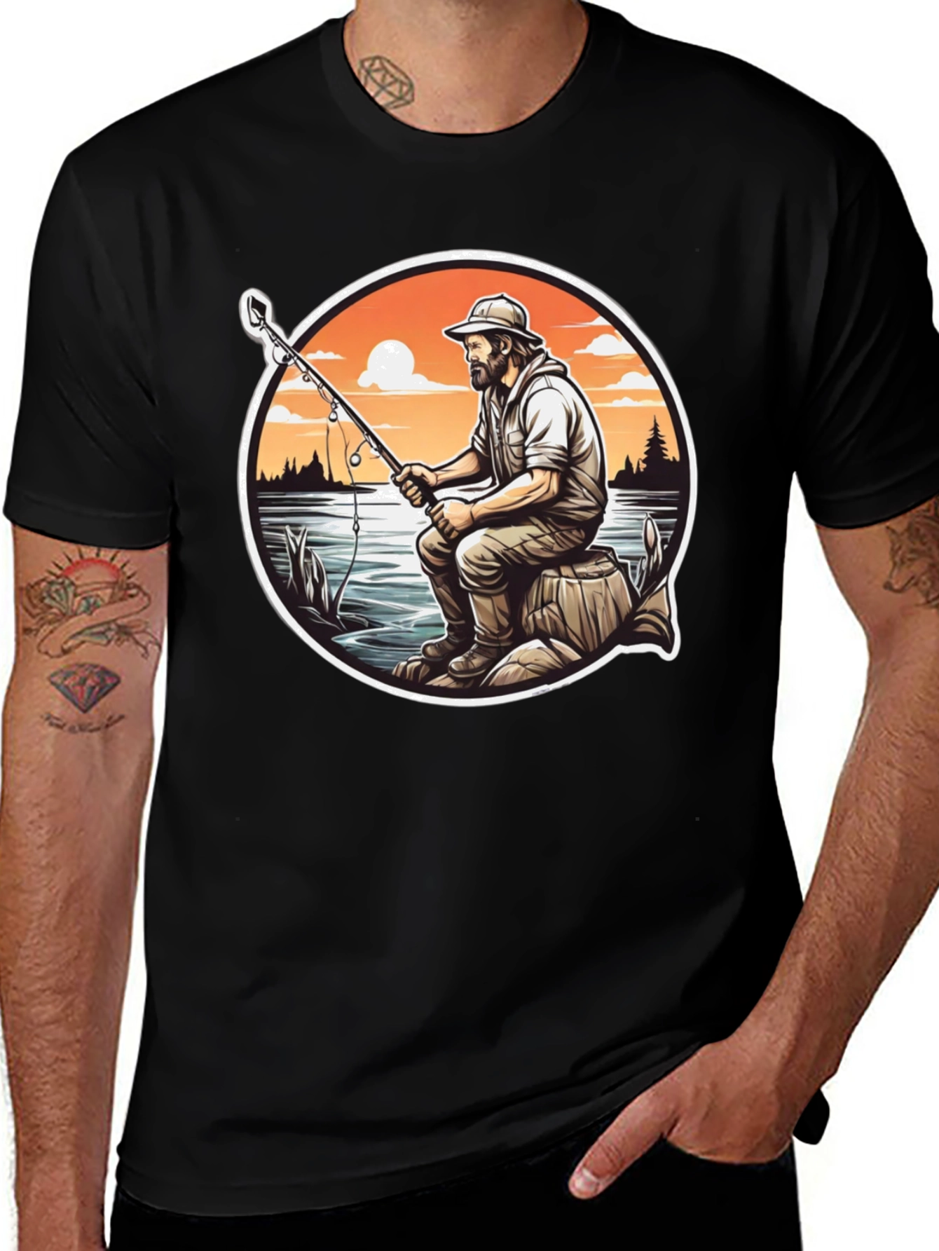 Fisherman Graphic Tee - Nature Lovers T-Shirt