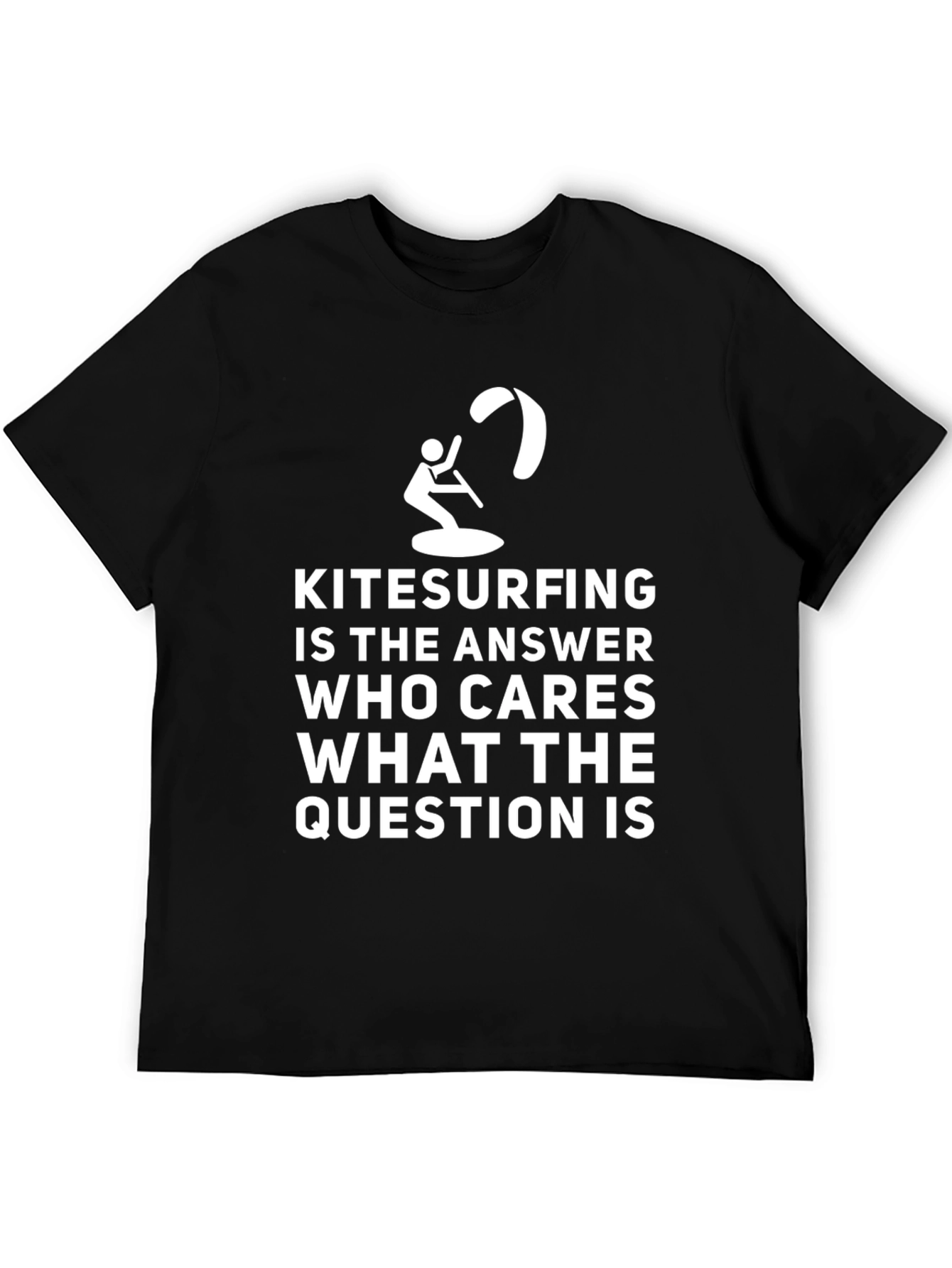 Kitesurfing Answer T-Shirt: Black Graphic Tee